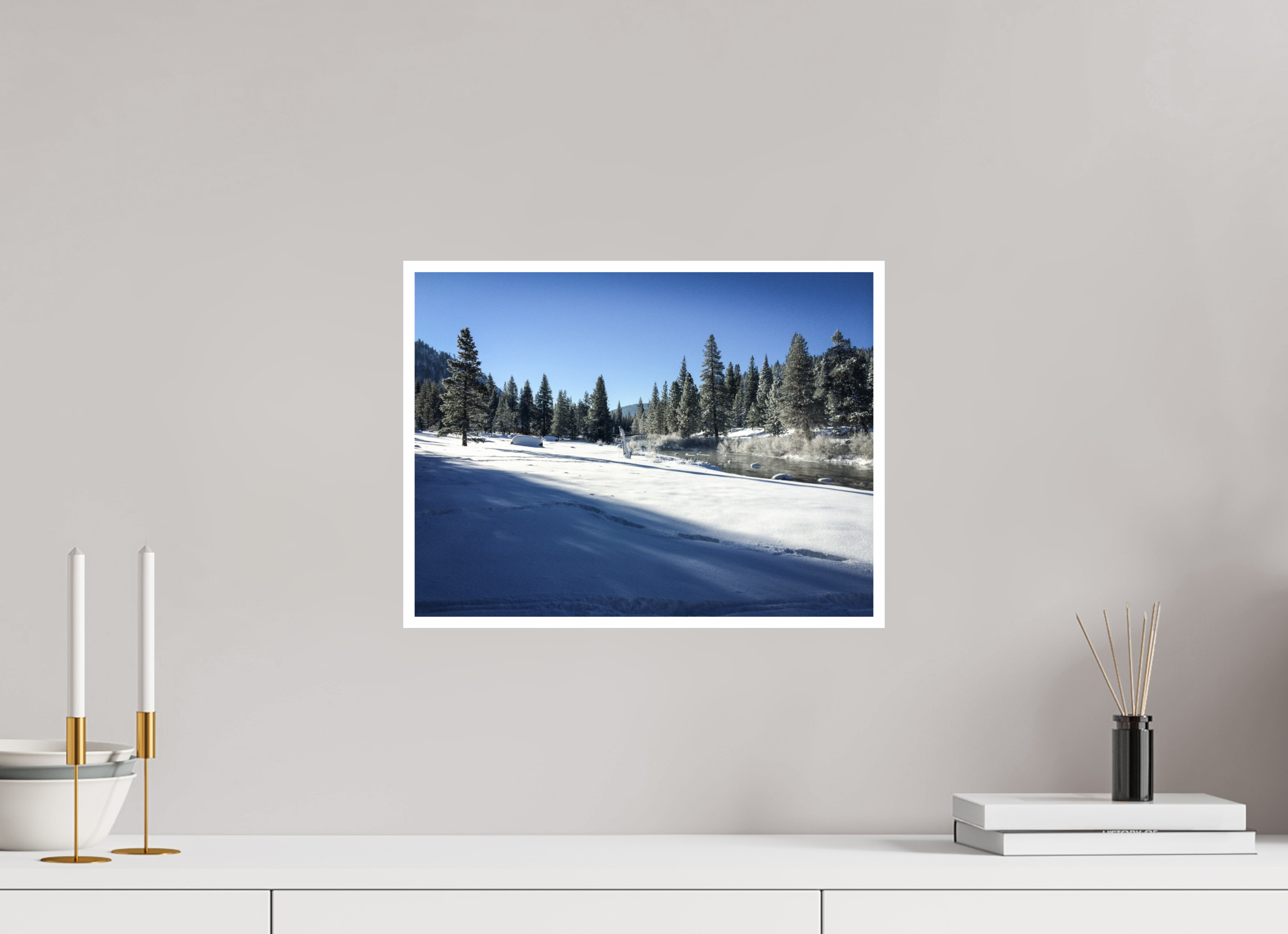 16 x 12″, Photo Print only Winter in Tahoe Stream 07