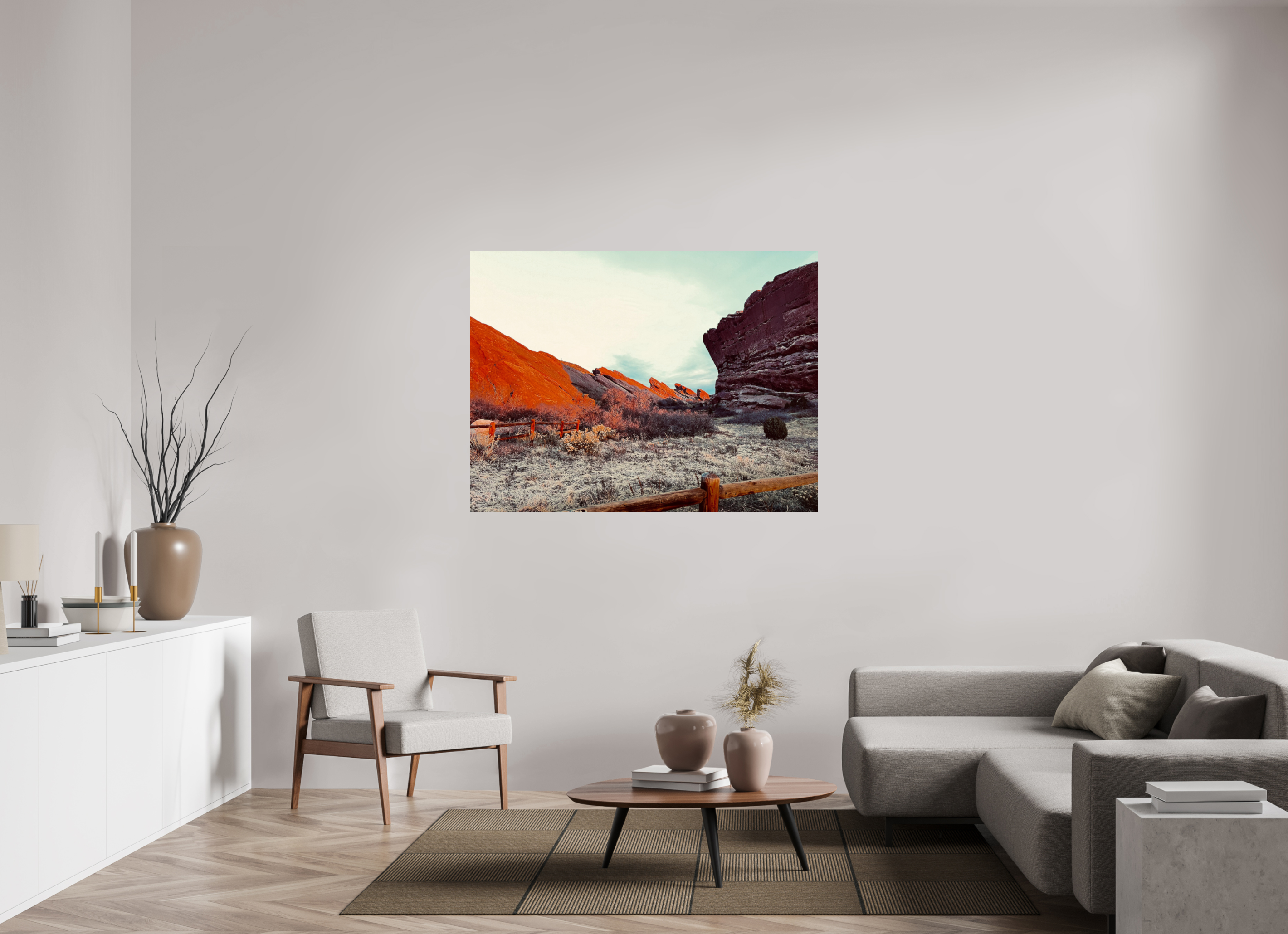 56 x 42″, Photo Print with Protective Lamination Red Rocks at dawn 05