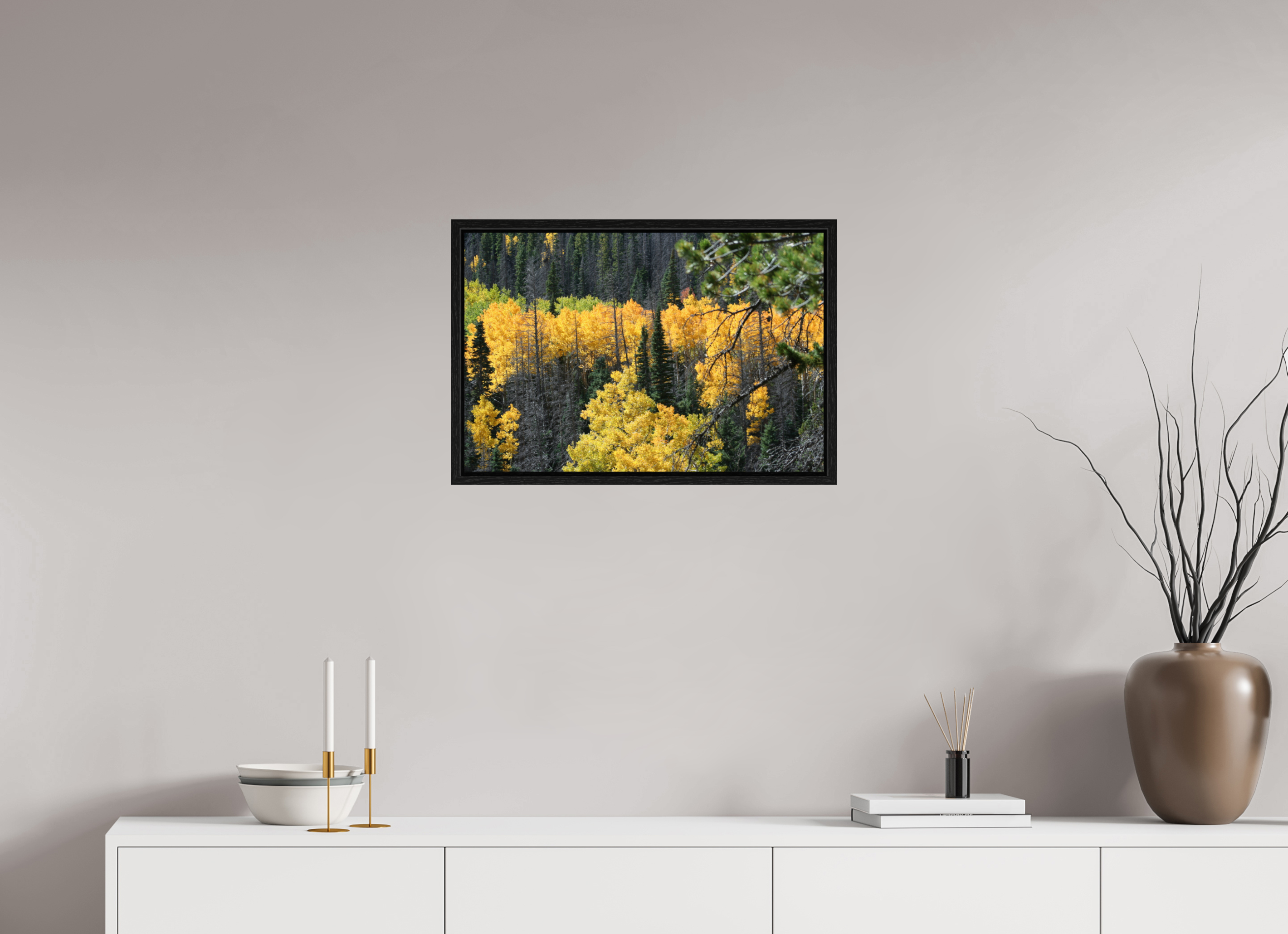 24 x 16″, Floater Frame Mountain Valley In Fall 03