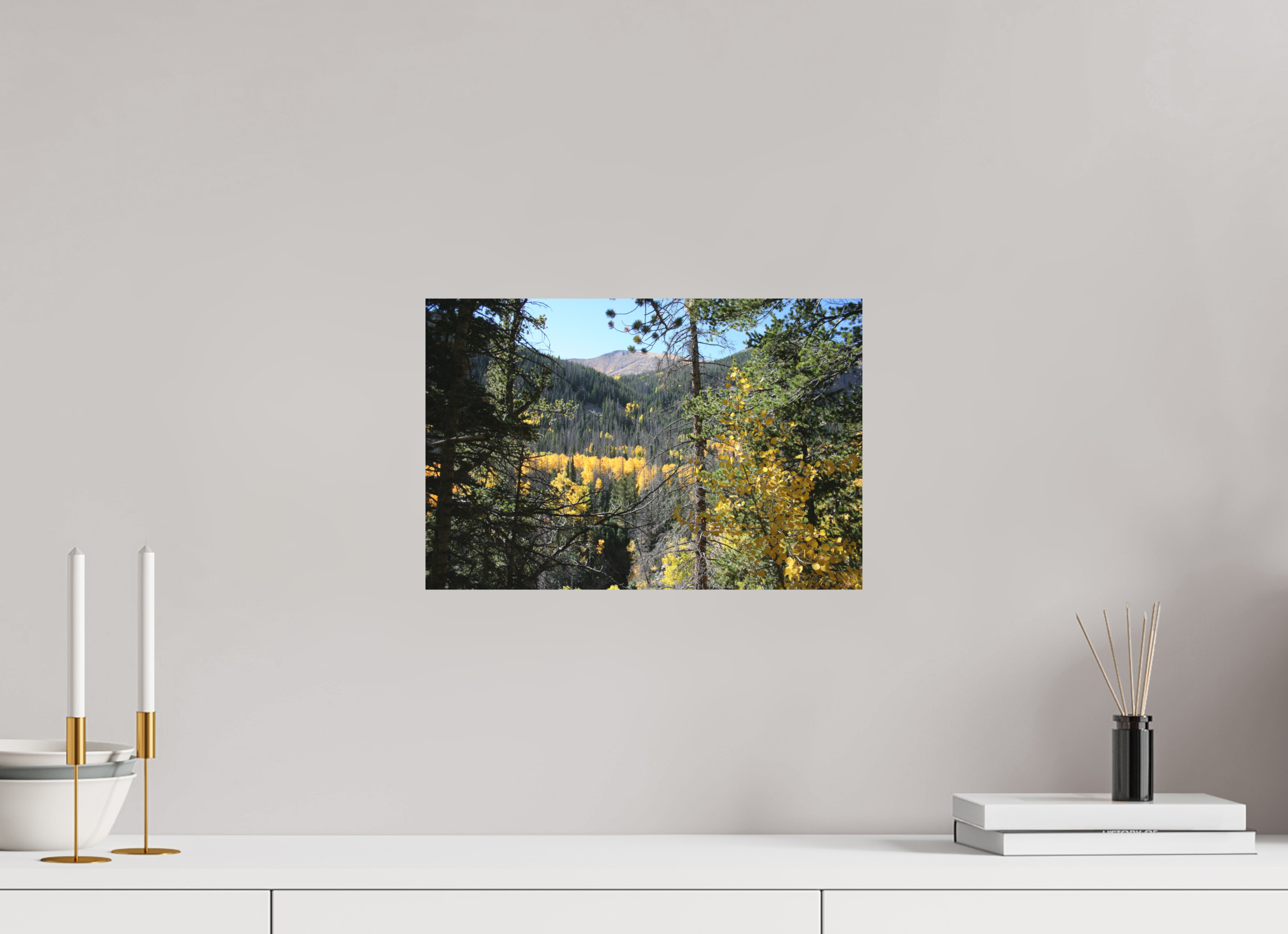 15 x 10″, Direct Print on Aluminum Dibond Mountain Valley in Fall 02