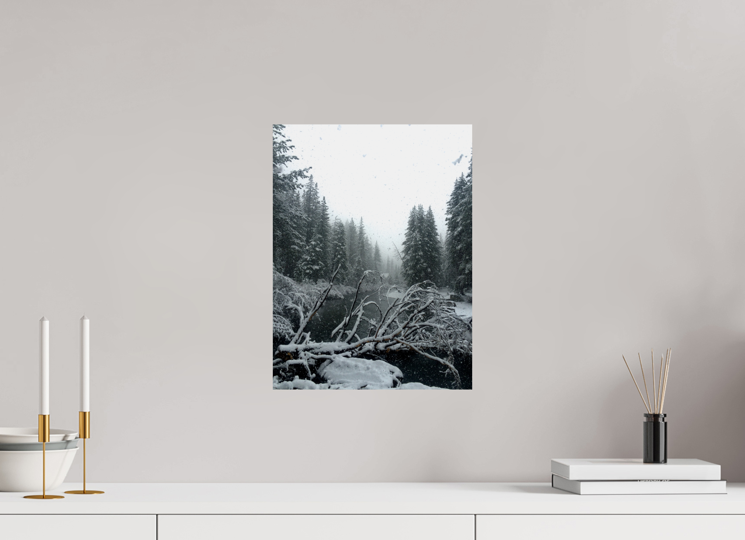 12 x 16″, Photo Print with Protective Lamination Winter in Tahoe stream 05