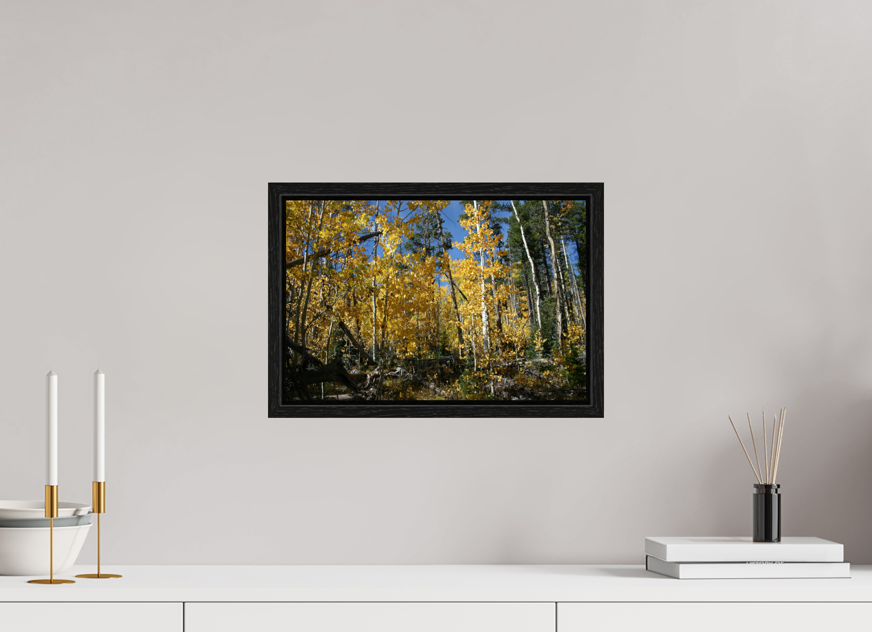 15 x 10″, Floater Frame Fall Aspens 03 - Horizontal