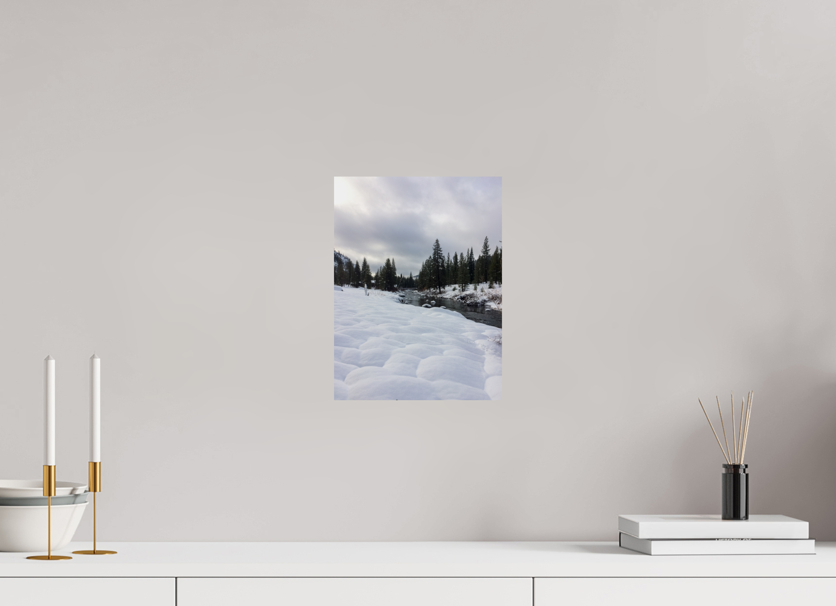 9 x 12″, Photo Print with Protective Lamination Winter in Tahoe stream 01
