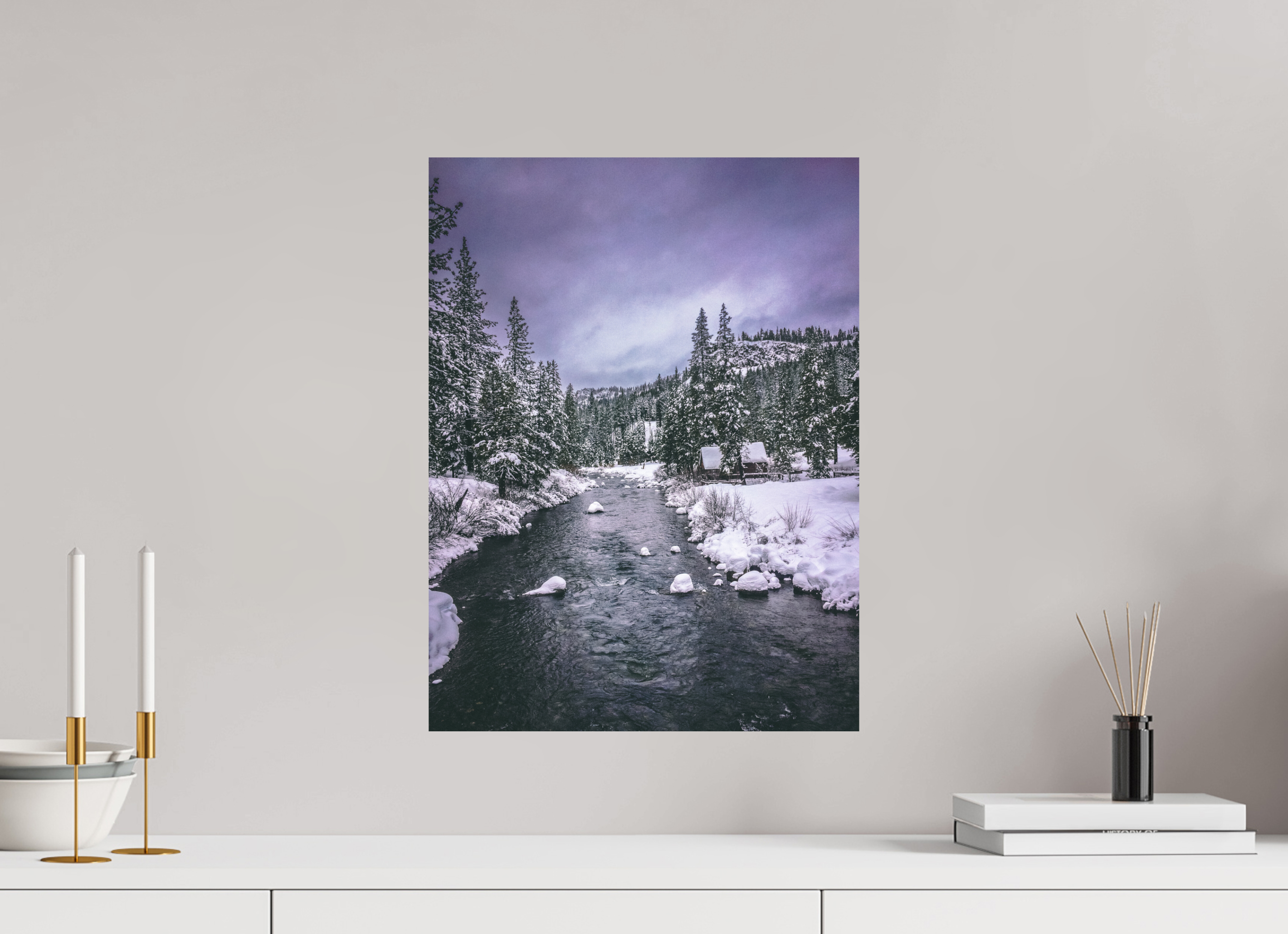 15 x 20″, Photo Print with Protective Lamination Winter in Tahoe stream 02
