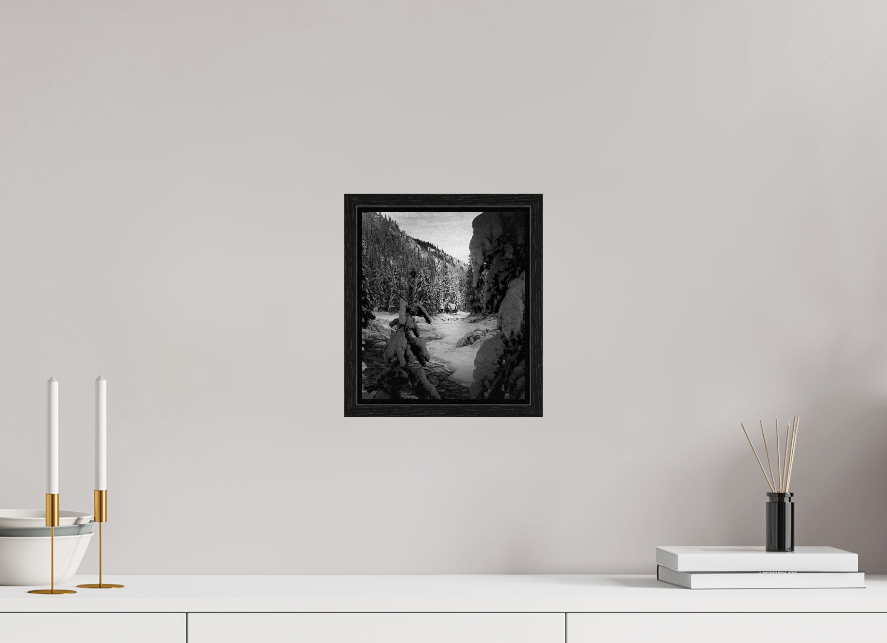 8 x 9.2″, Floater Frame Winter in Tahoe stream 03