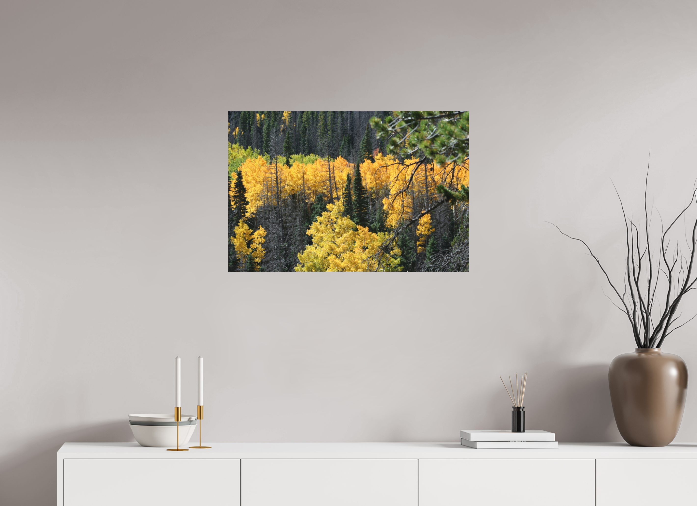 30 x 20″, Direct Print on Aluminum Dibond Mountain Valley In Fall 03