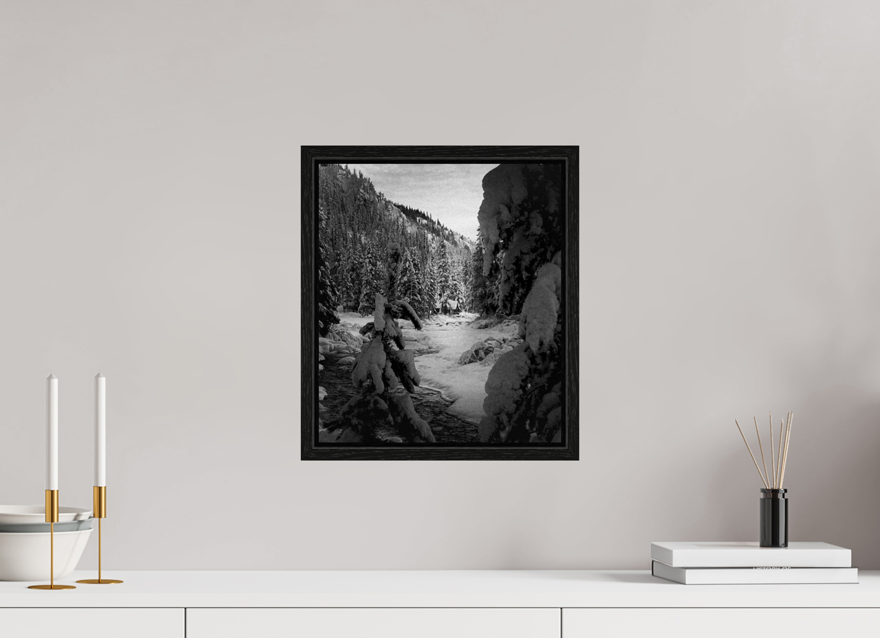 12 x 13.8″, Floater Frame Winter in Tahoe stream 03
