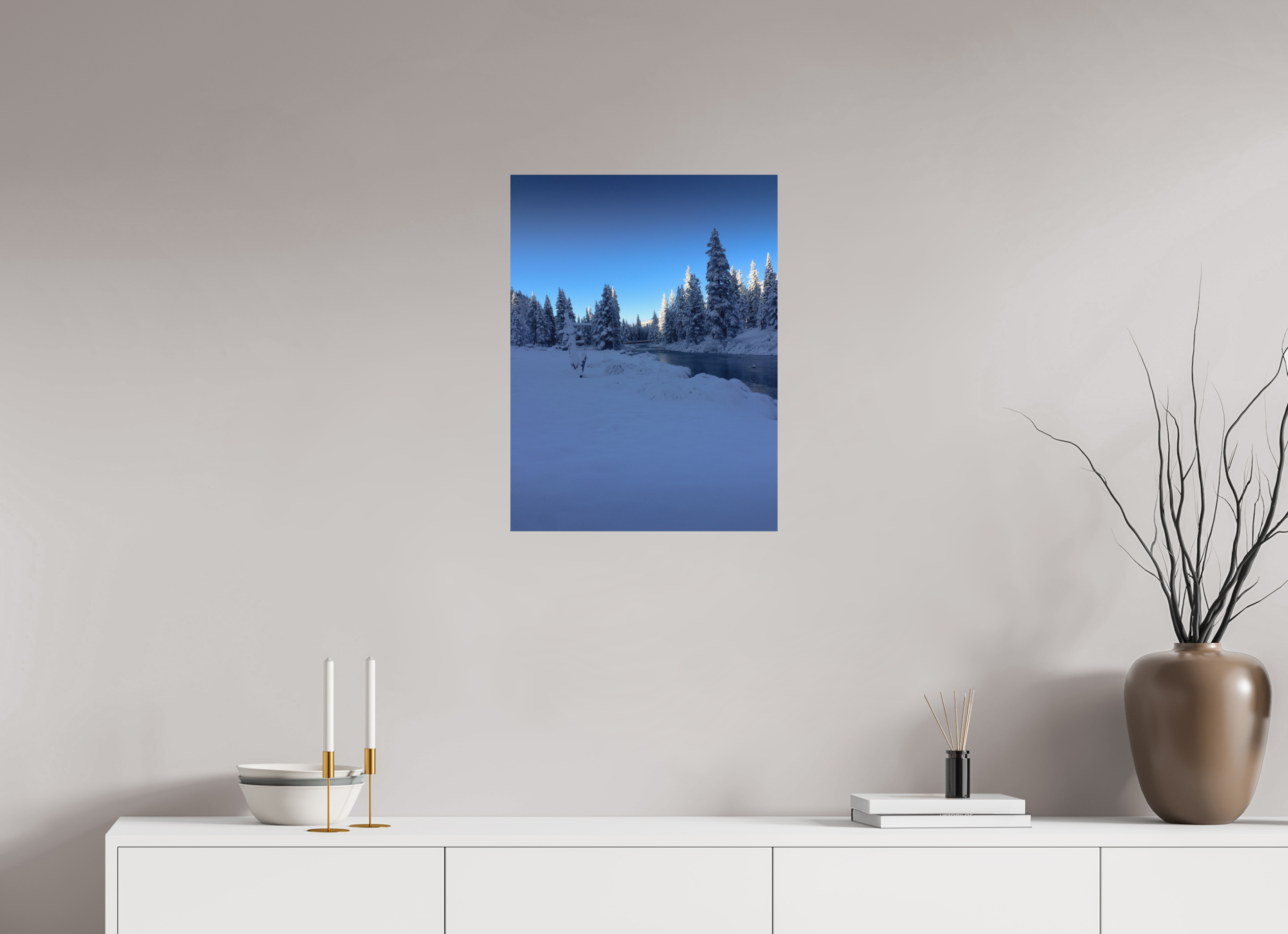 18 x 24″, Direct Print on Aluminum Dibond Winter in Tahoe stream 04