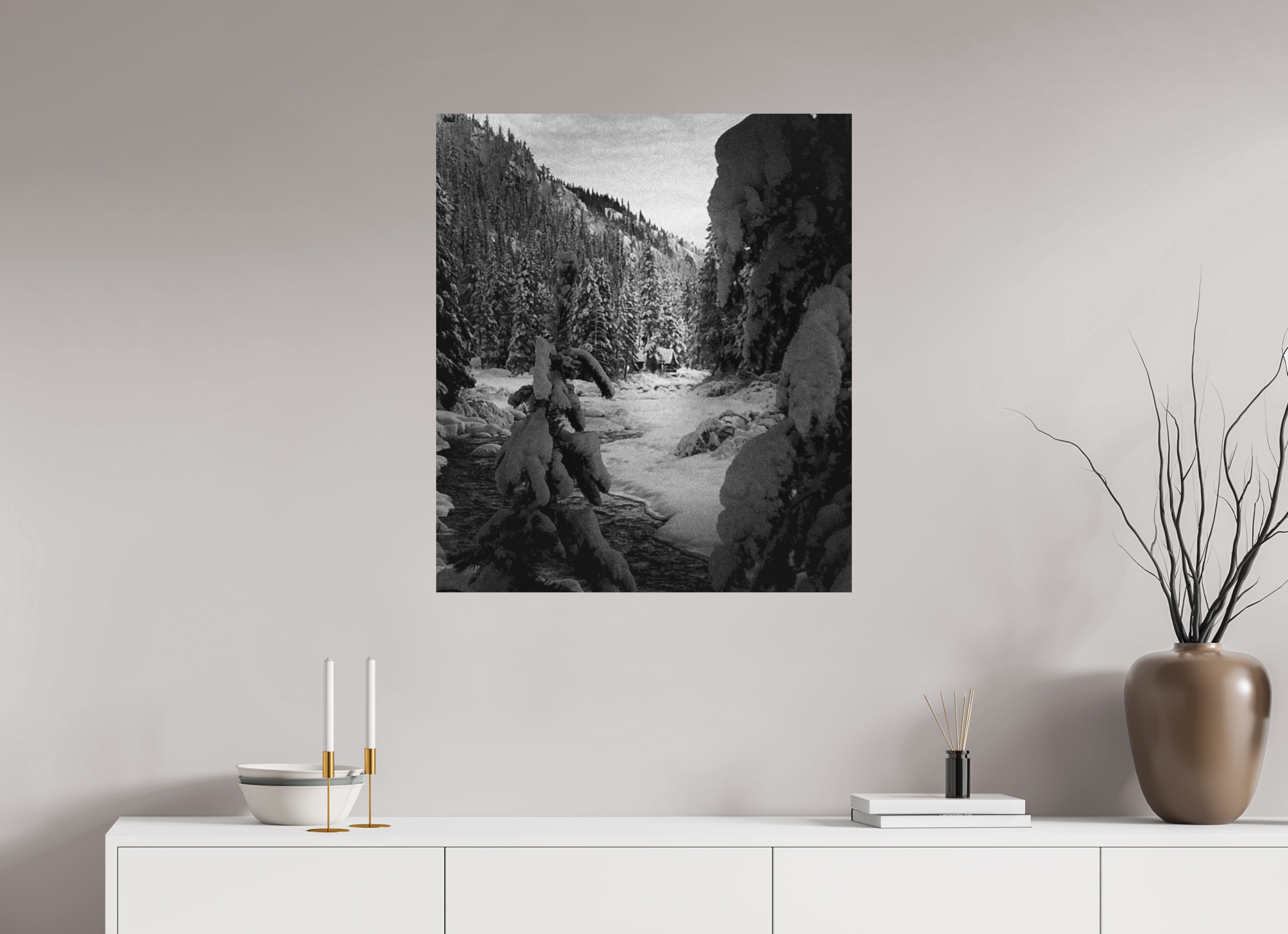 28 x 32.2″, Direct Print on Aluminum Dibond Winter in Tahoe stream 03