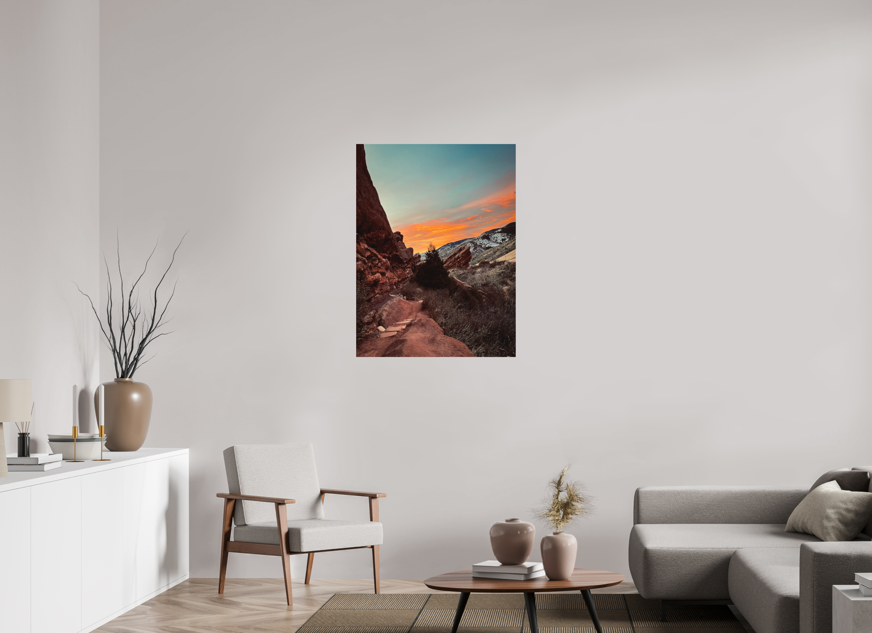 30 x 40″, Direct Print on Aluminum Dibond Red Rocks at dawn 06