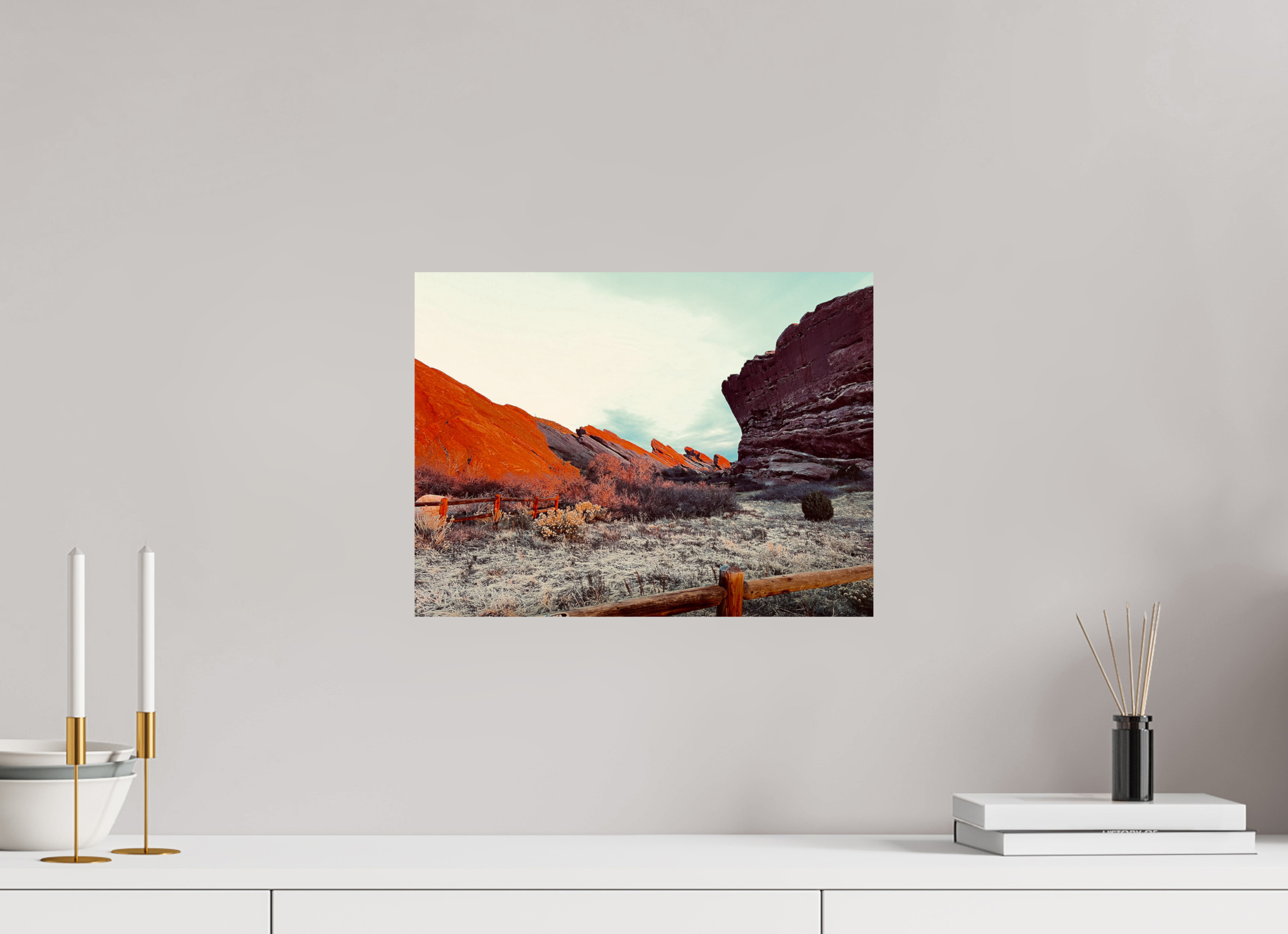 16 x 12″, Photo Print with Protective Lamination Red Rocks at dawn 05