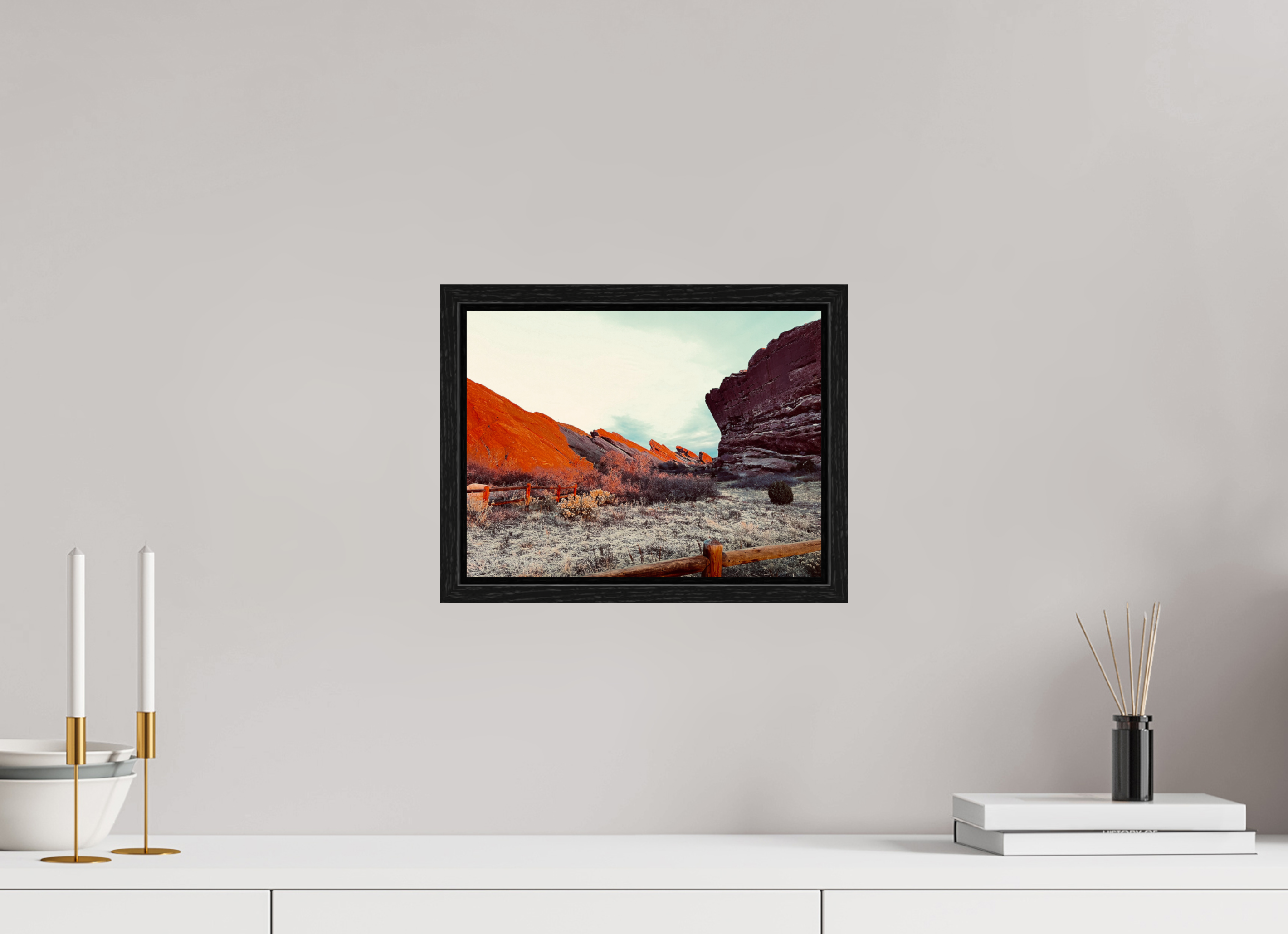 12 x 9″, Floater Frame Red Rocks at dawn 05