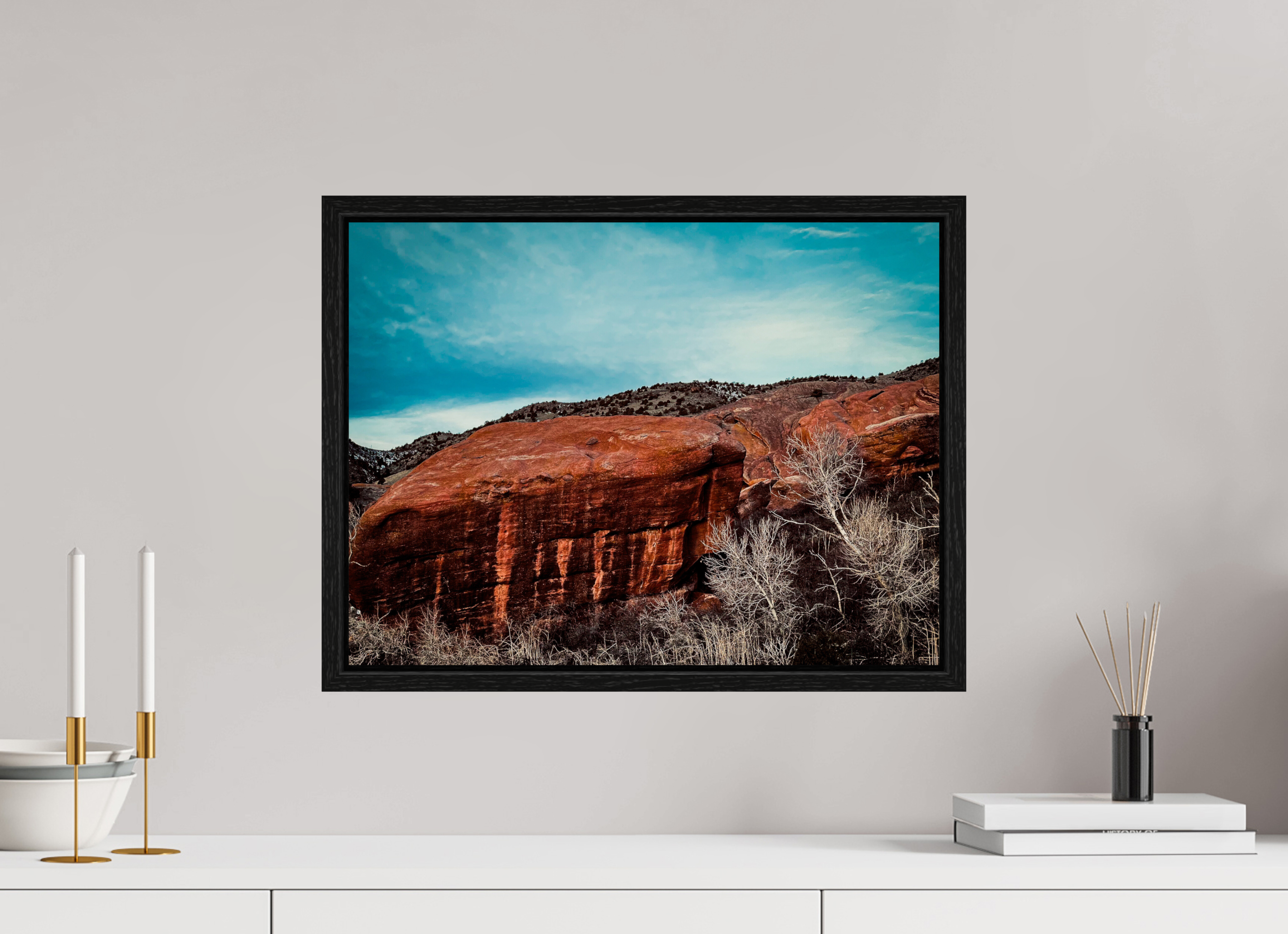 20 x 15″, Floater Frame Red Rocks at dawn 02