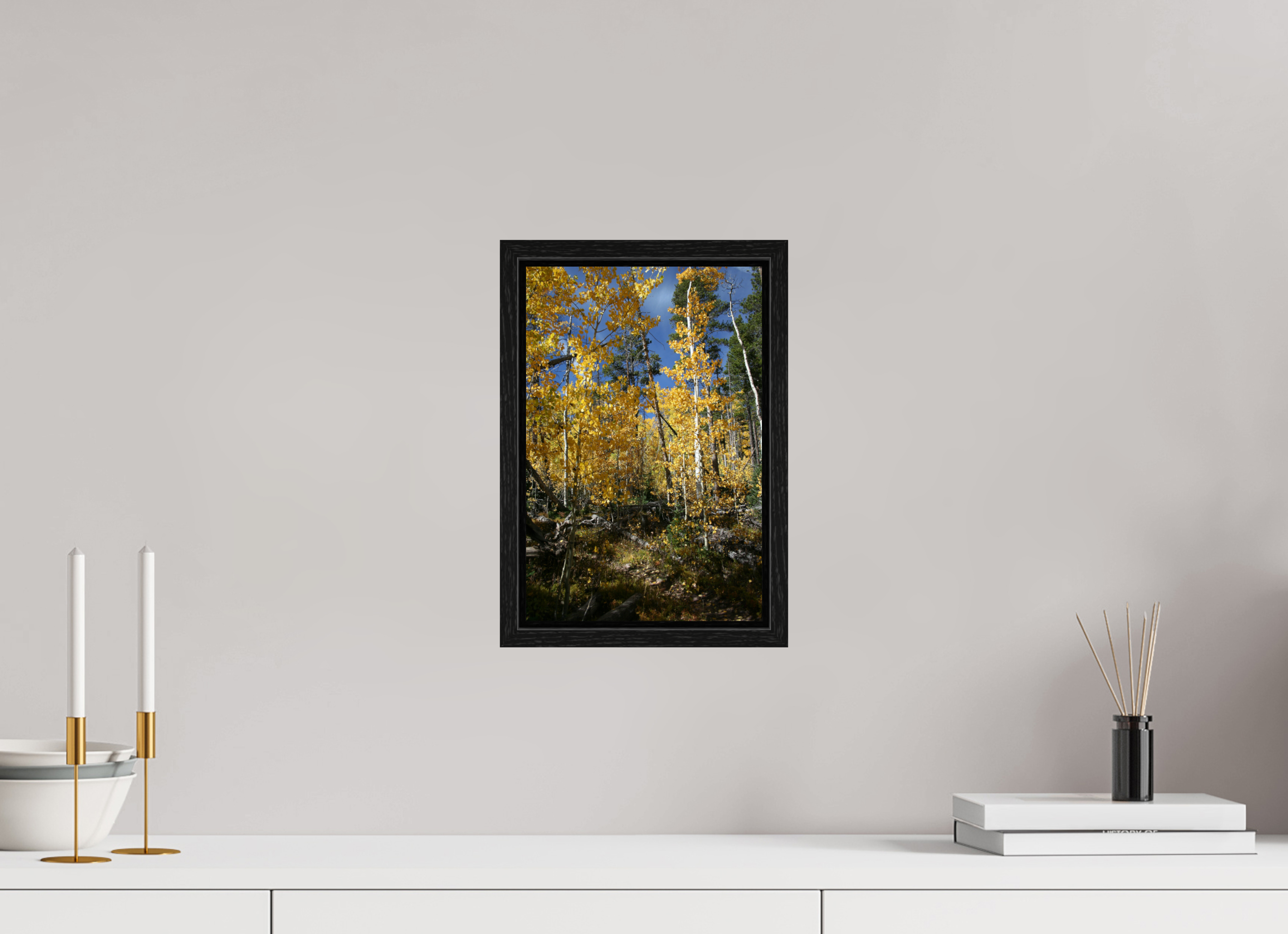 8 x 12″, Floater Frame Fall Aspens 02 - Vertical image
