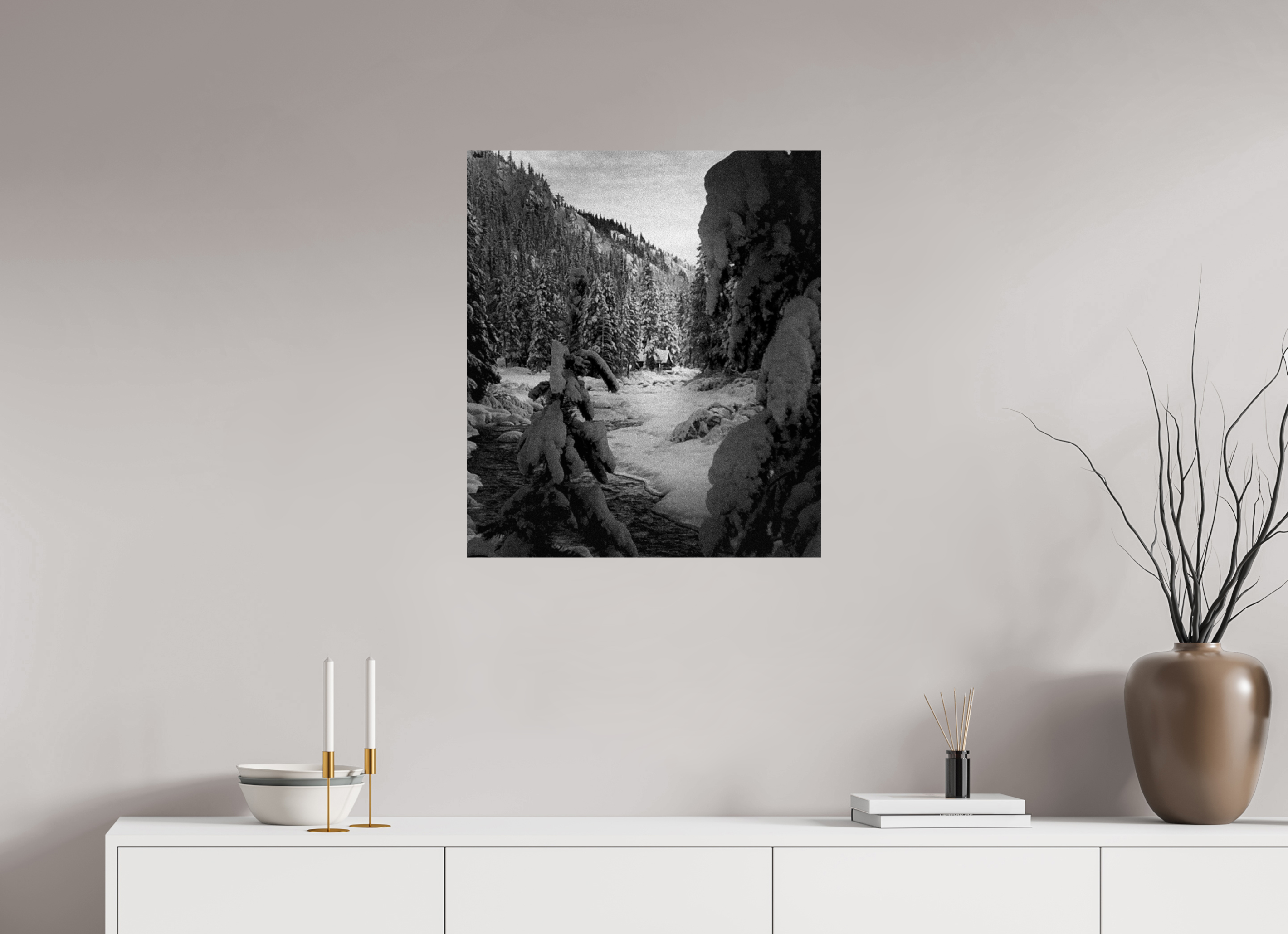 24 x 27.6″, Photo Print with Protective Lamination Winter in Tahoe stream 03