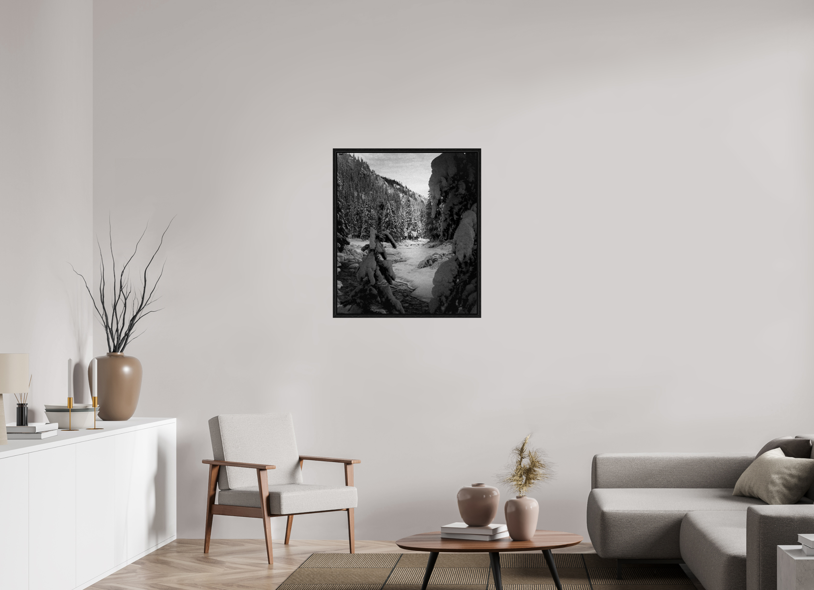 28 x 32.2″, Floater Frame Winter in Tahoe stream 03