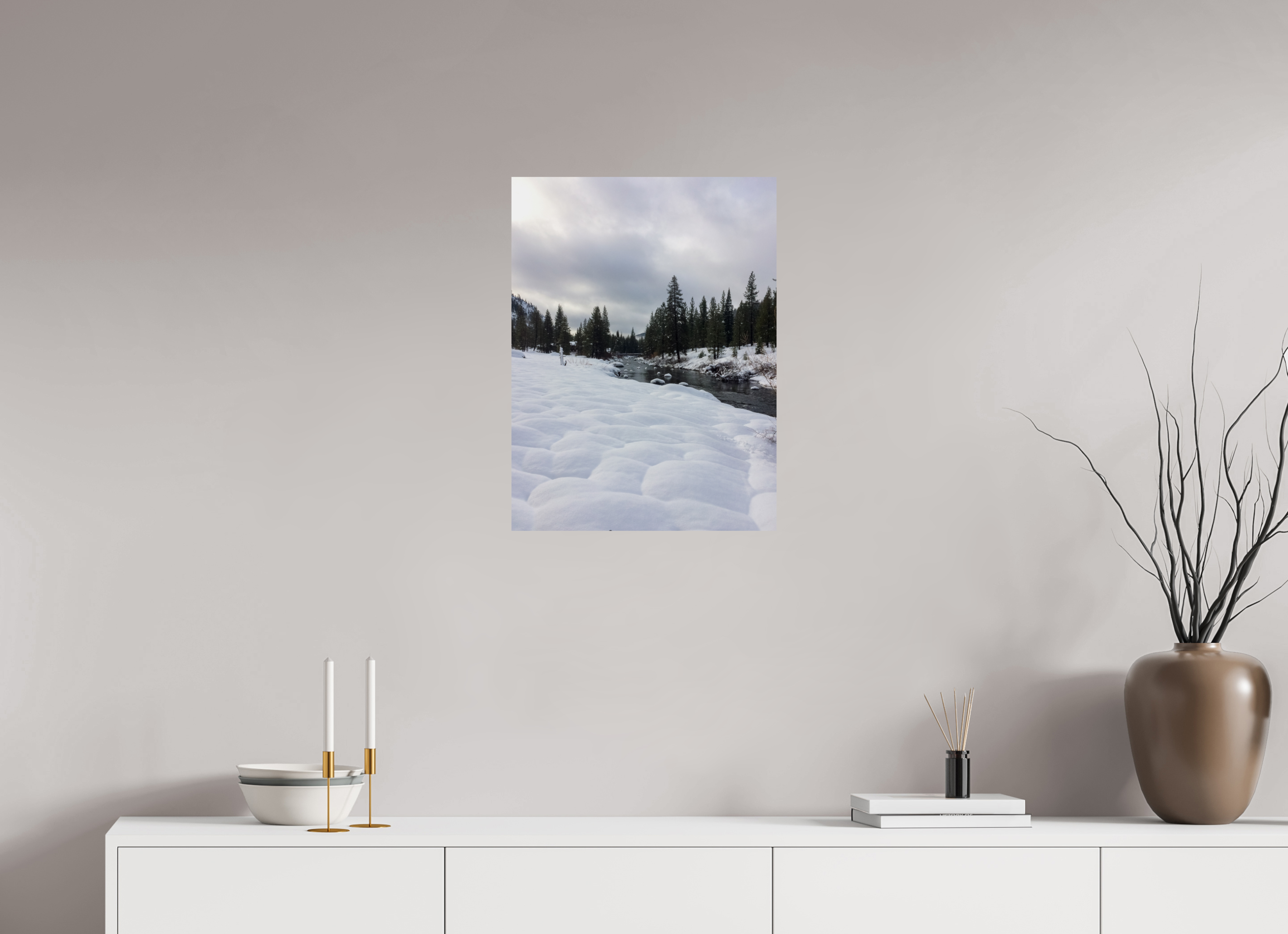 18 x 24″, Photo Print On Fuji Crystal DP II Winter in Tahoe stream 01