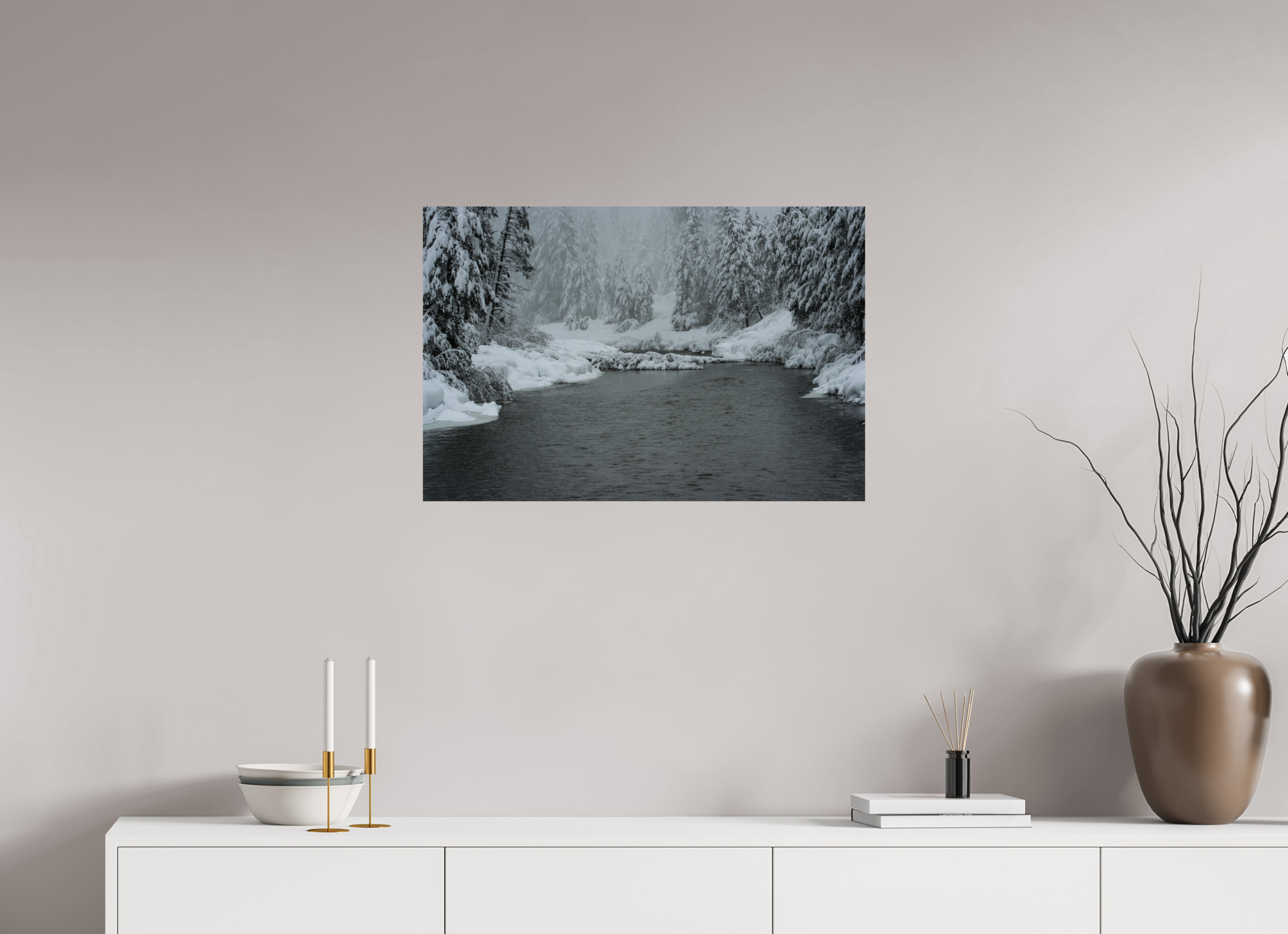 30 x 20″, Photo Print On Fuji Crystal DP II Winter in Tahoe stream 09