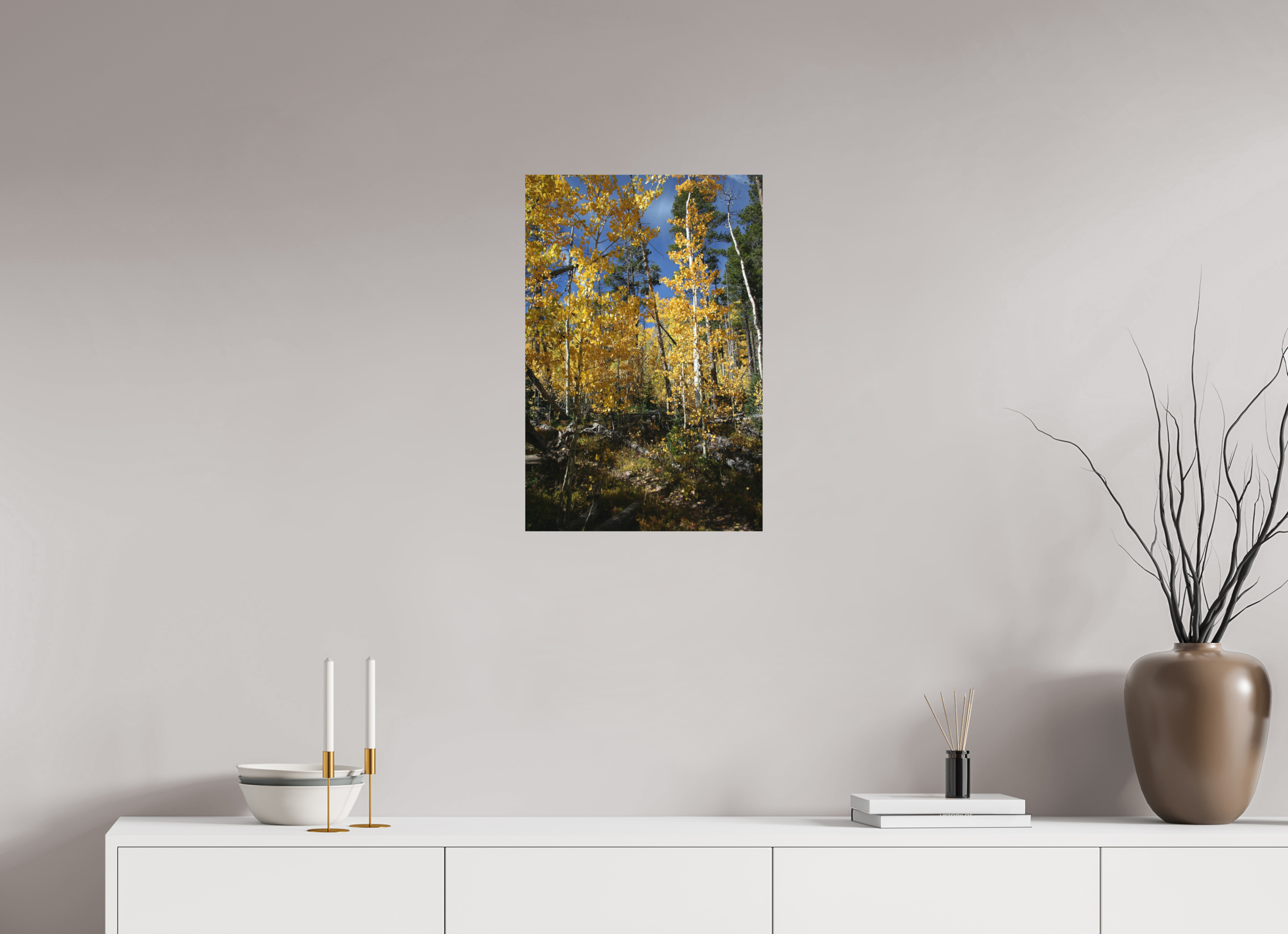 16 x 24″, Direct Print on Aluminum Dibond Fall Aspens 02 - Vertical image