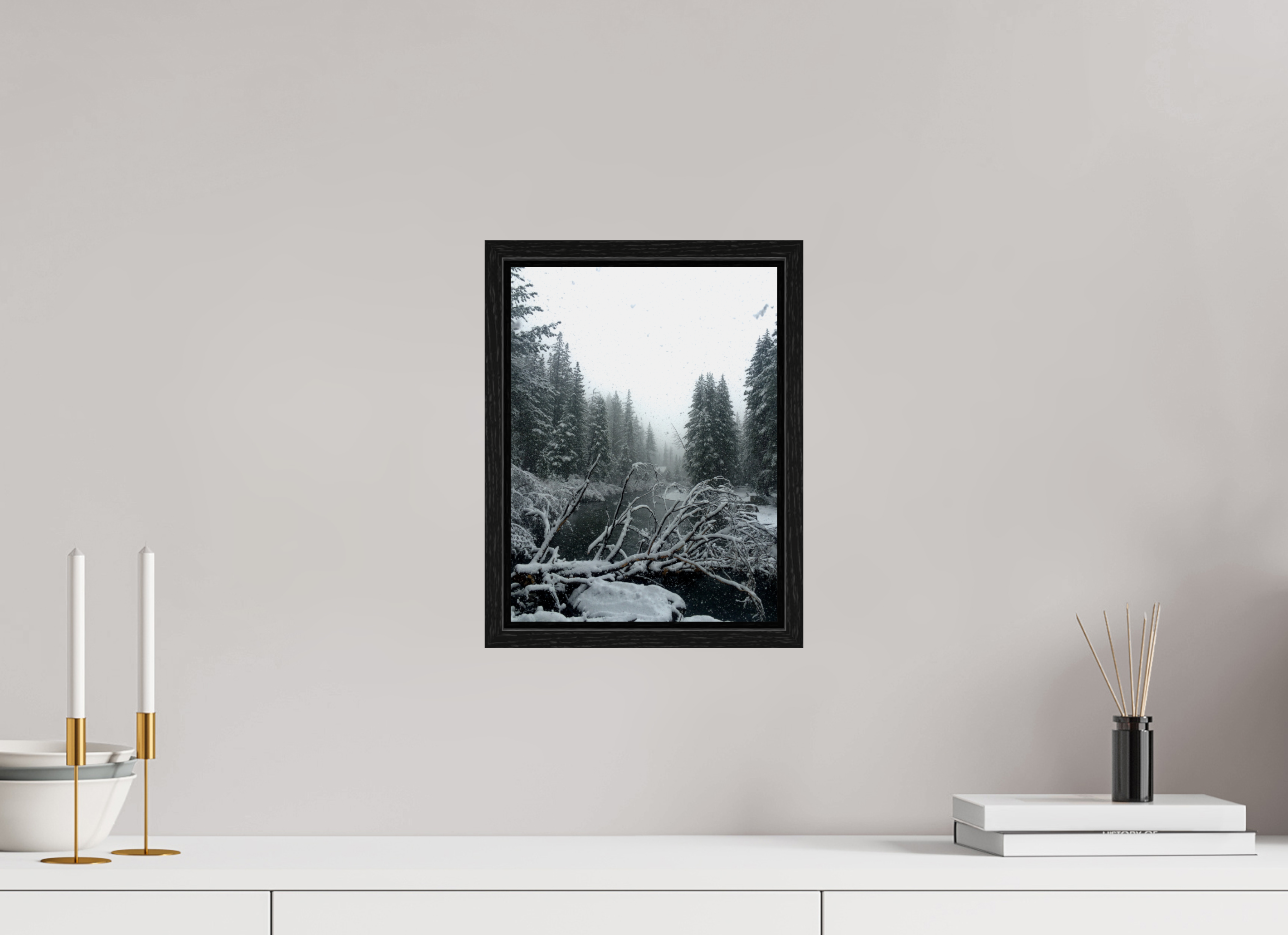 9 x 12″, Floater Frame Winter in Tahoe stream 05