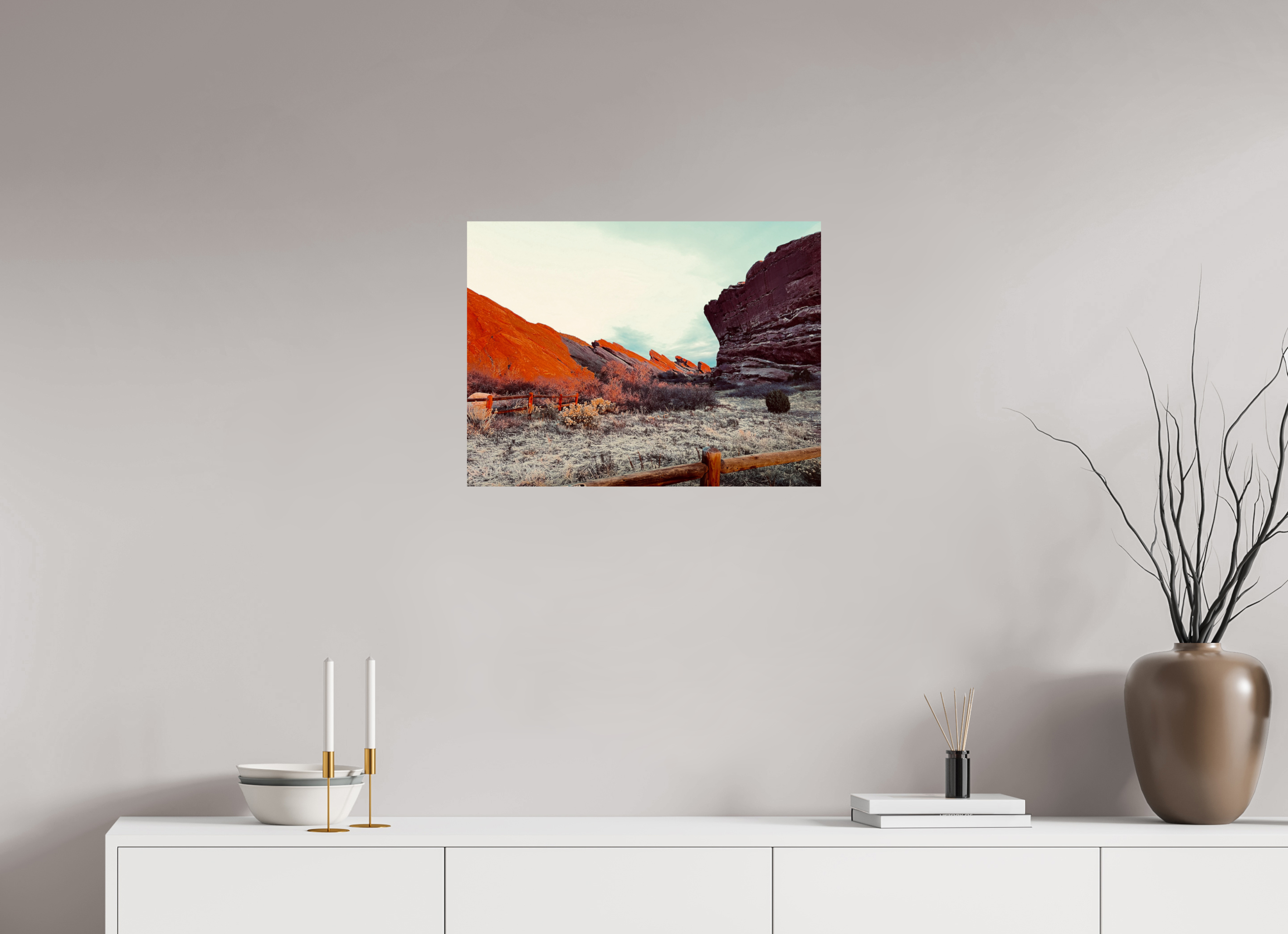 24 x 18″, Photo Print with Protective Lamination Red Rocks at dawn 05
