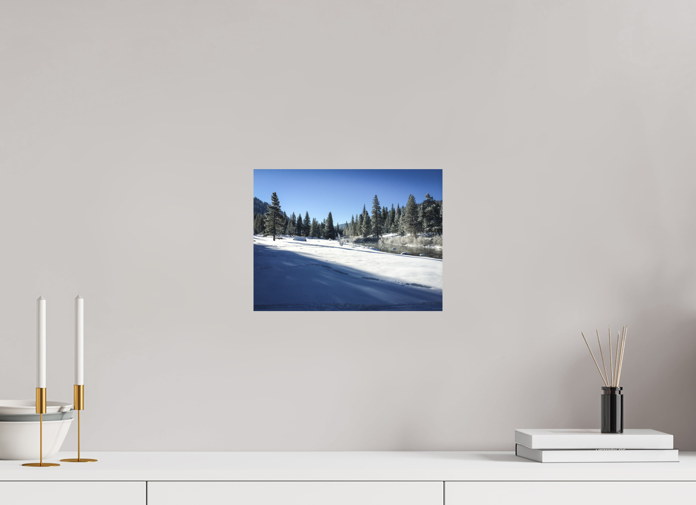 12 x 9″, Direct Print on Aluminum Dibond Winter in Tahoe Stream 07