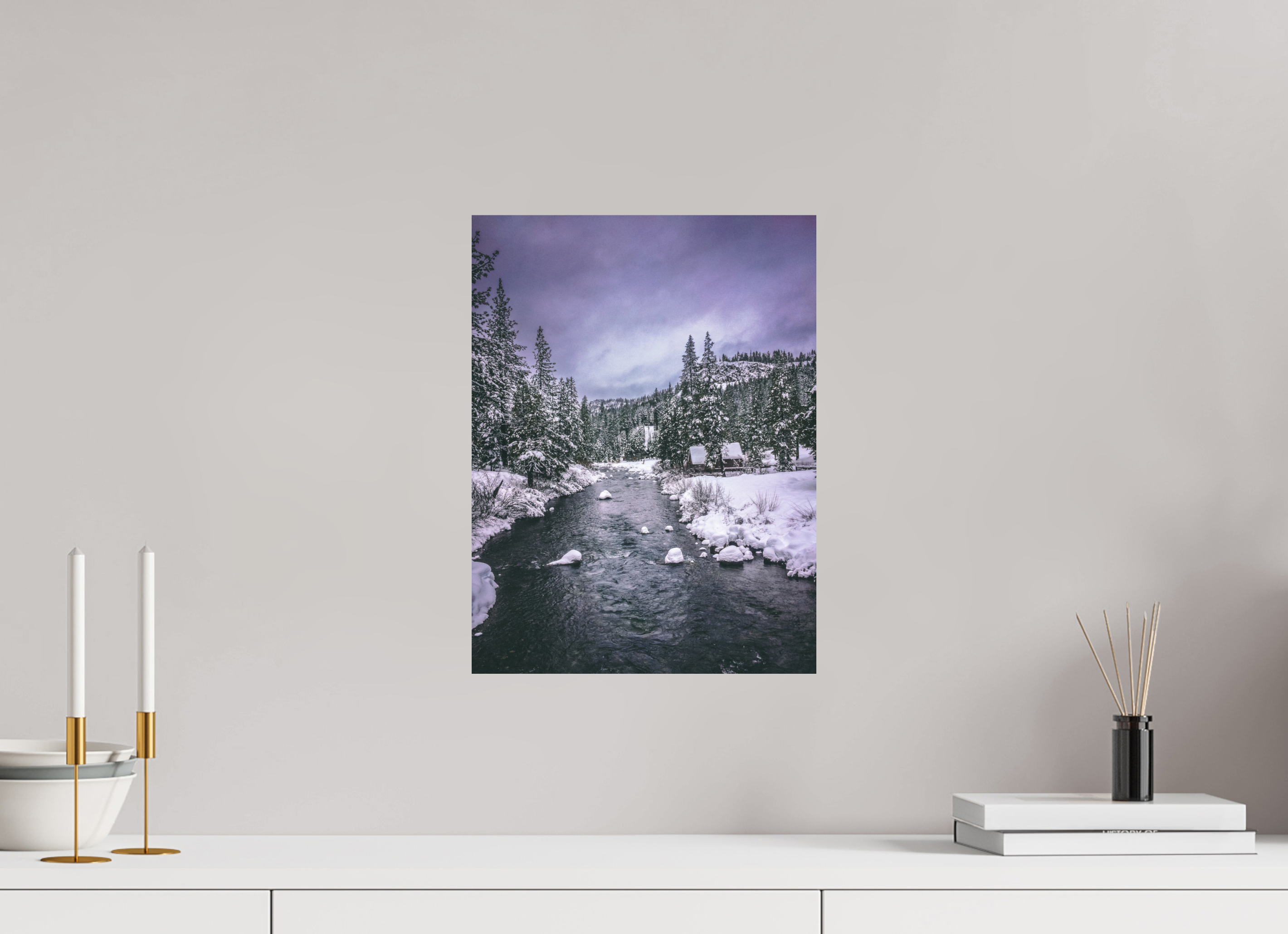 12 x 16″, Photo Print with Protective Lamination Winter in Tahoe stream 02