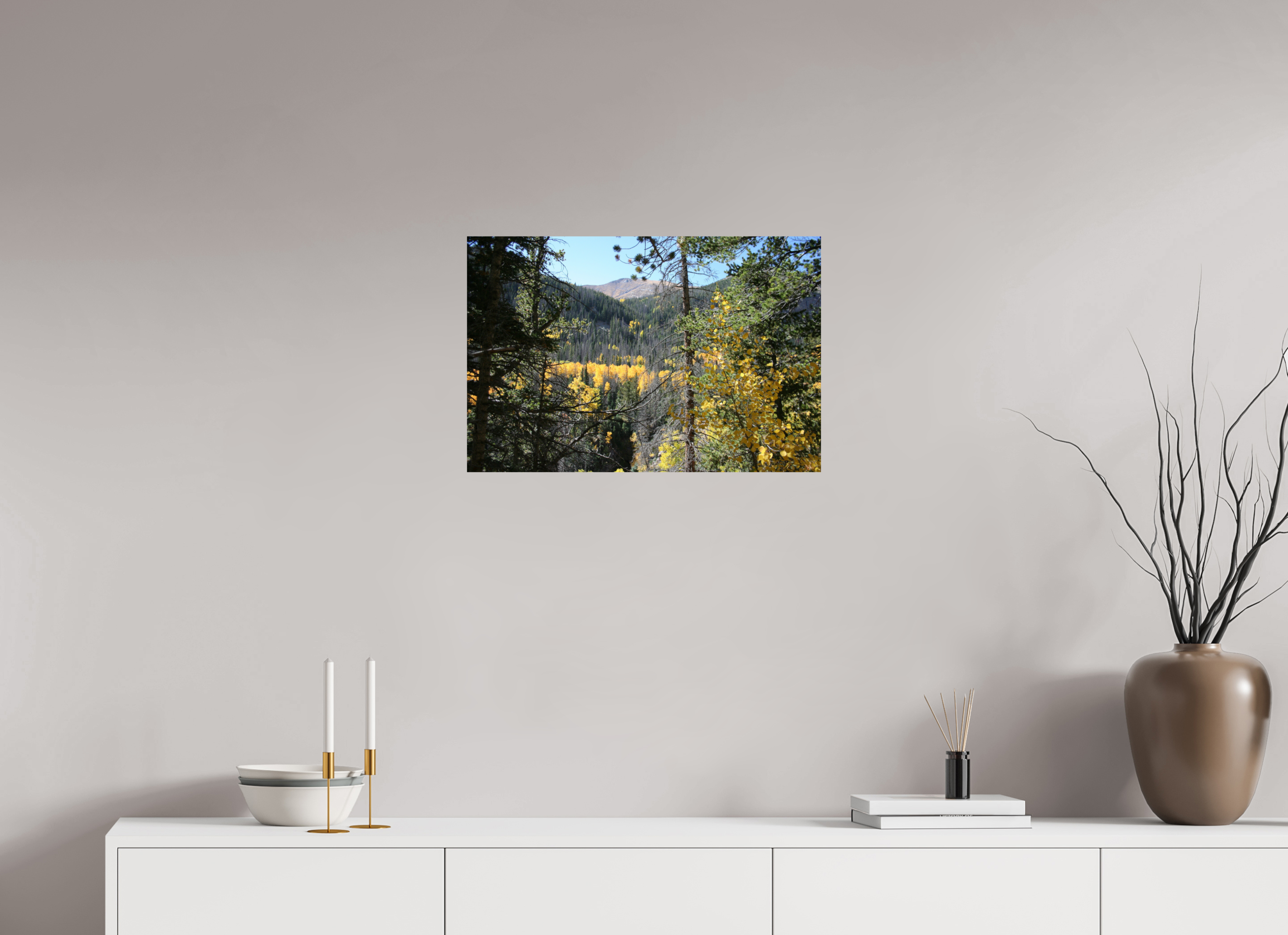24 x 16″, Photo Print with Protective Lamination Mountain Valley in Fall 02