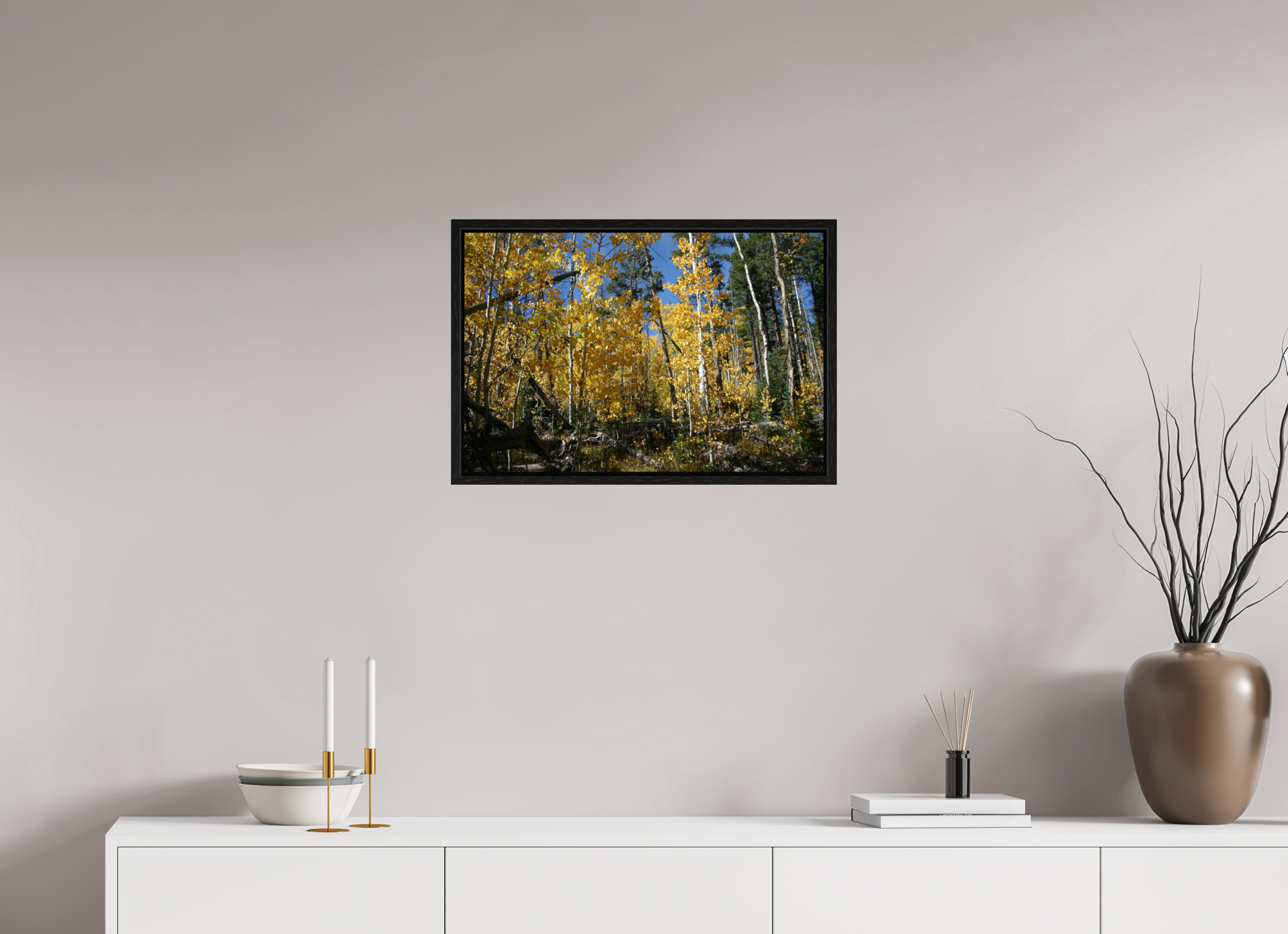 24 x 16″, Floater Frame Fall Aspens 03 - Horizontal