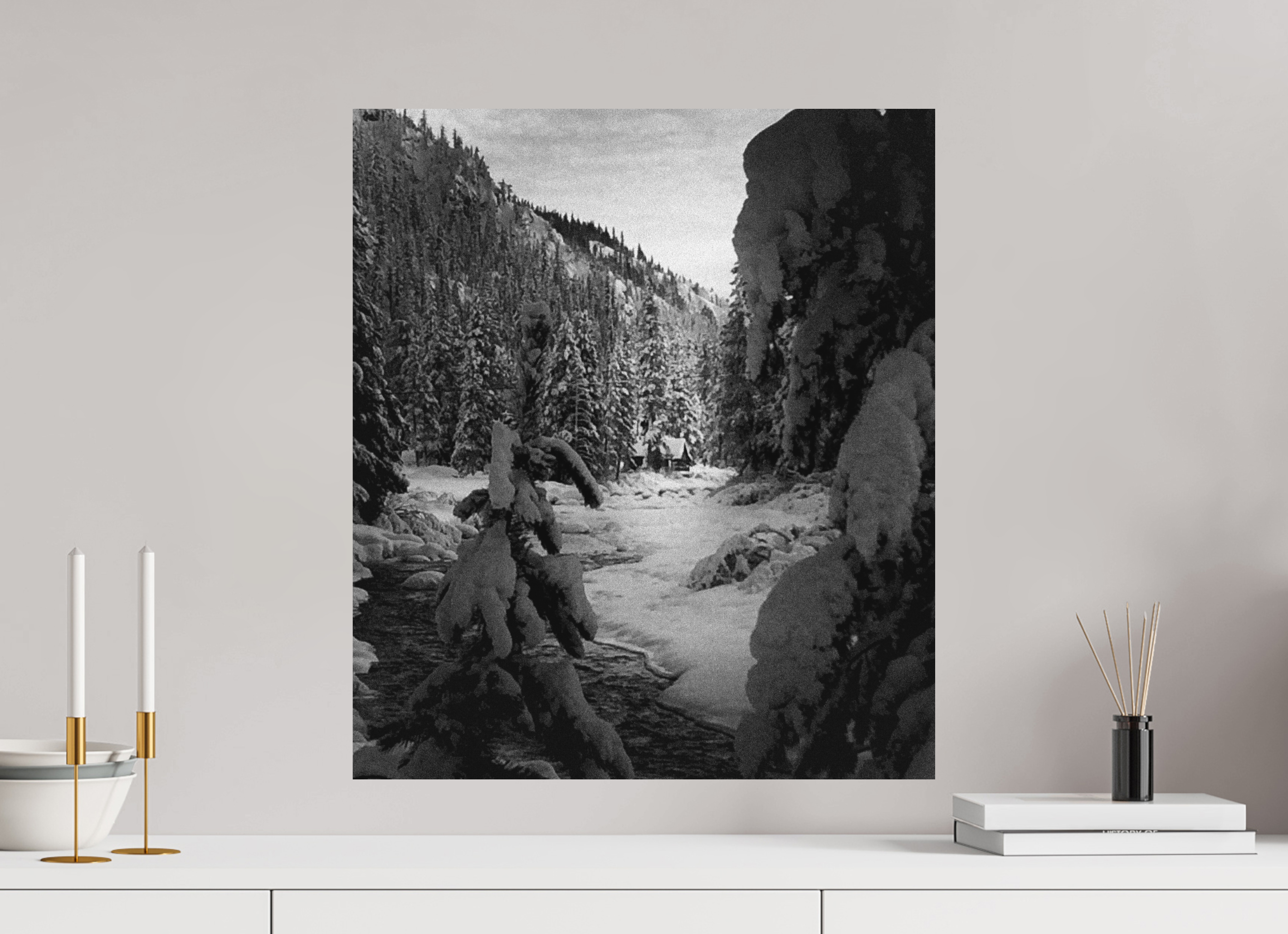 20 x 23″, Direct Print on Aluminum Dibond Winter in Tahoe stream 03