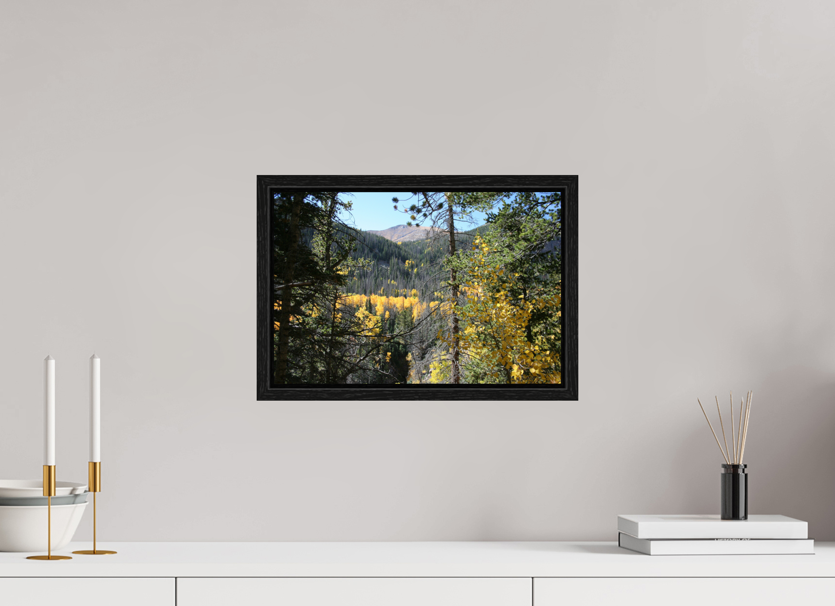 15 x 10″, Floater Frame Mountain Valley in Fall 02