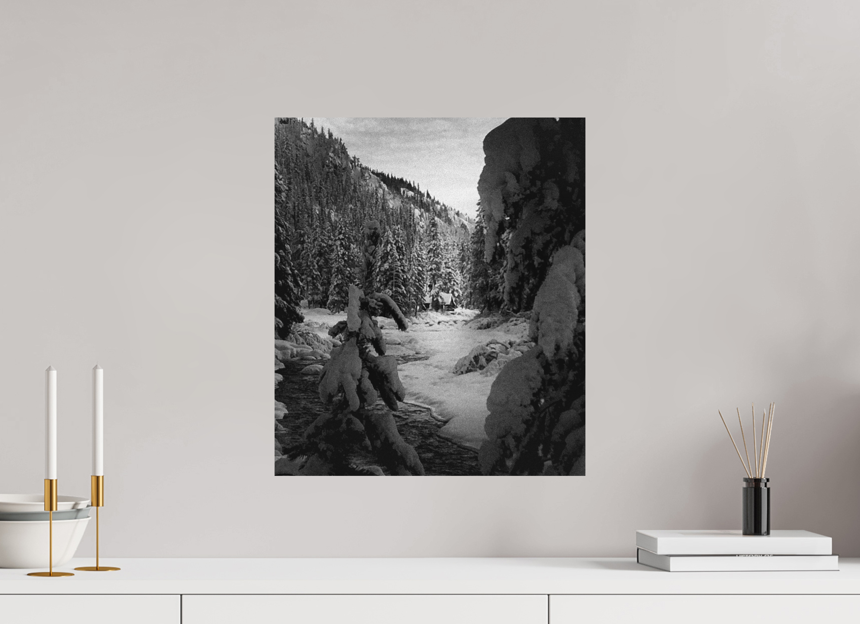 16 x 18.4″, Direct Print on Aluminum Dibond Winter in Tahoe stream 03