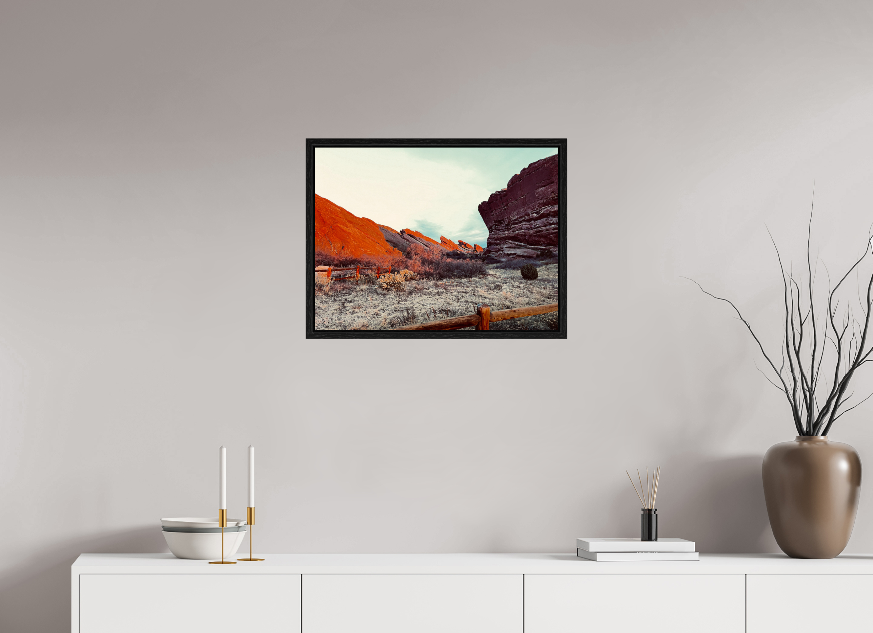 24 x 18″, Floater Frame Red Rocks at dawn 05