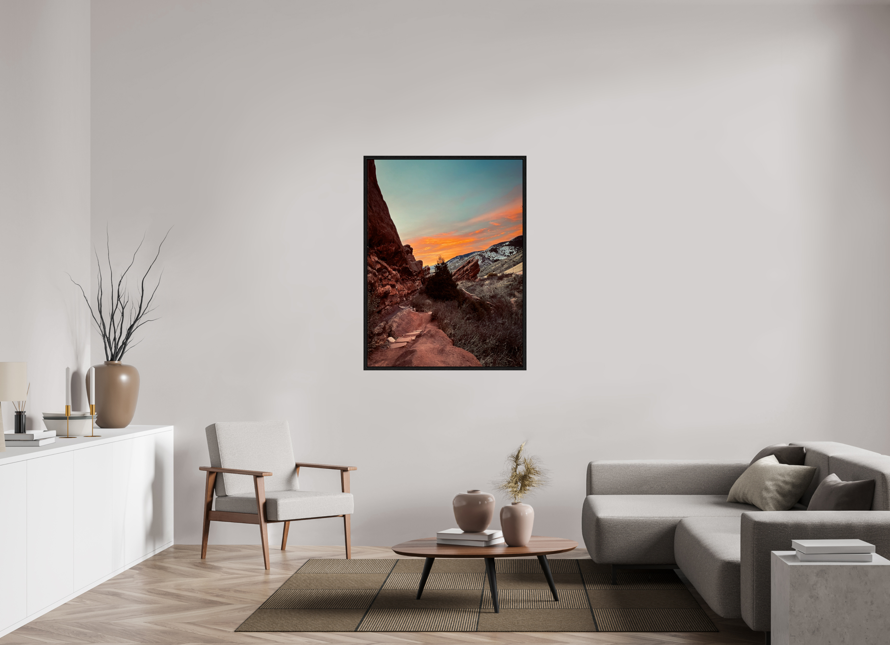 36 x 48″, Floater Frame Red Rocks at dawn 06