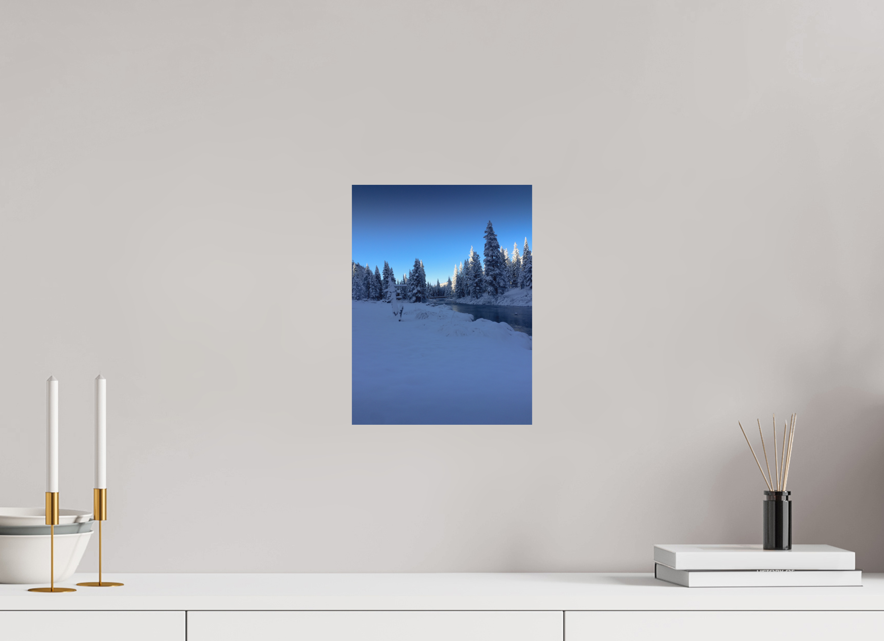 9 x 12″, Direct Print on Aluminum Dibond Winter in Tahoe stream 04