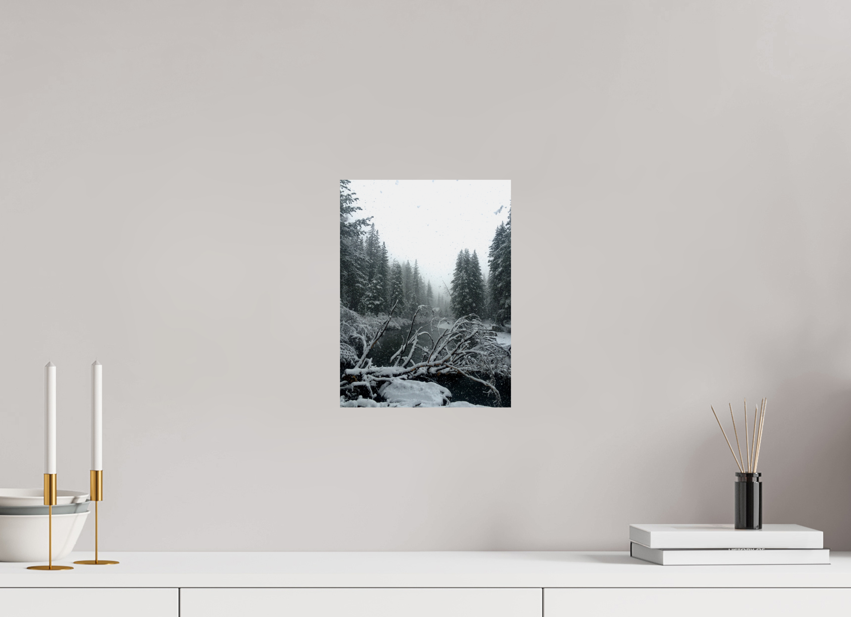 9 x 12″, Photo Print with Protective Lamination Winter in Tahoe stream 05
