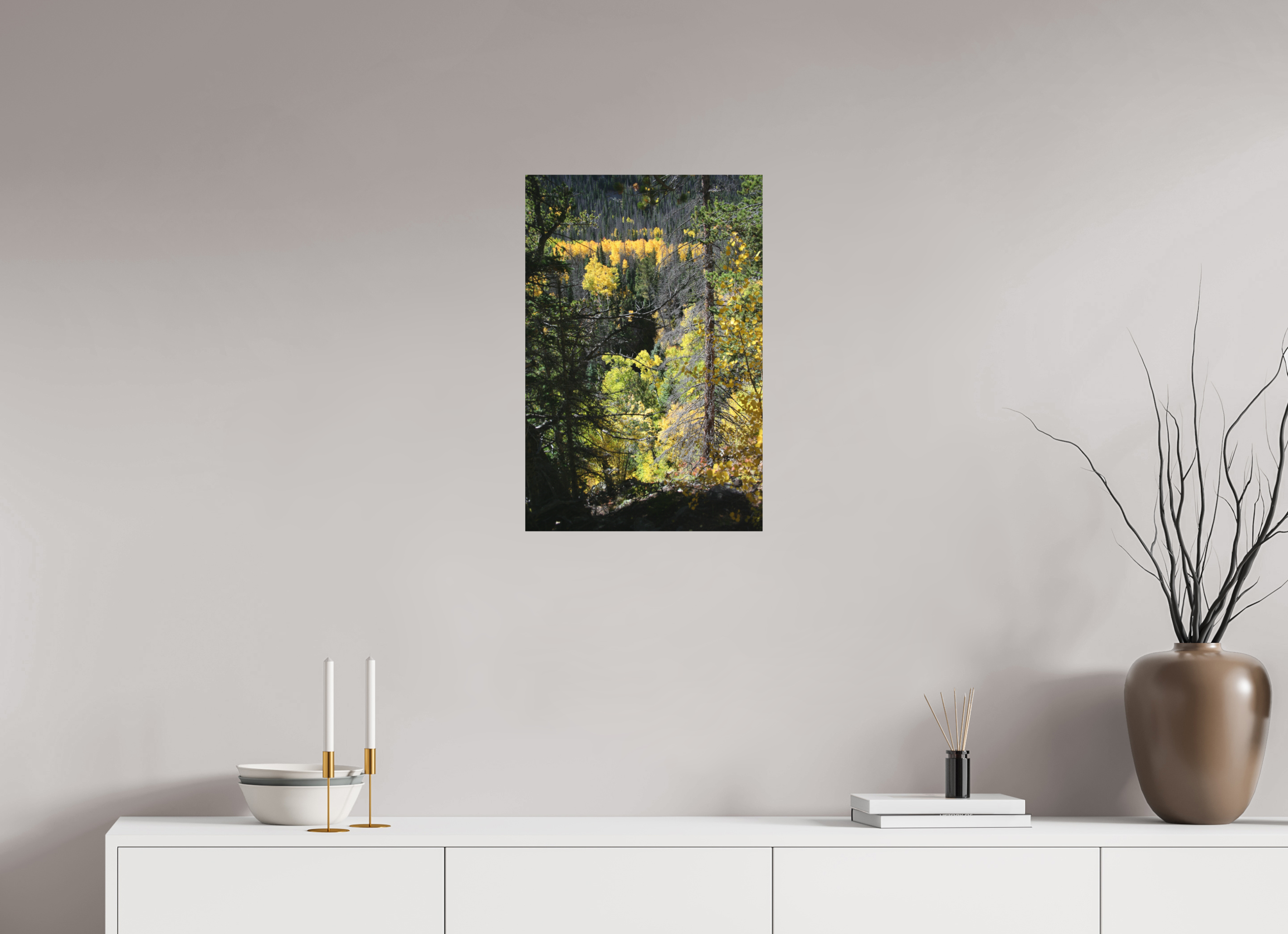 16 x 24″, Direct Print on Aluminum Dibond Mountain Valley in Fall 01 - Vertical