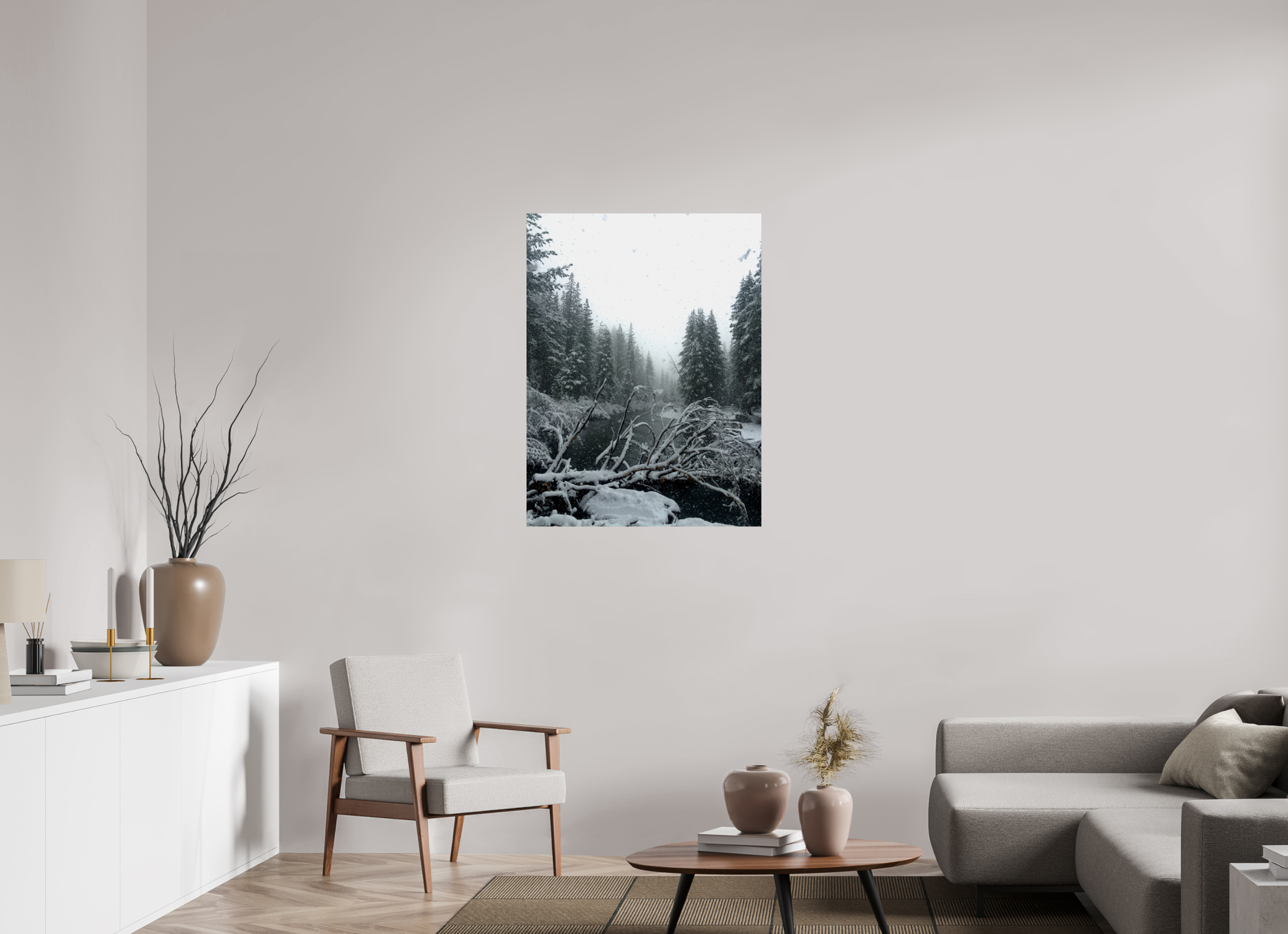 30 x 40″, Photo Print with Protective Lamination Winter in Tahoe stream 05