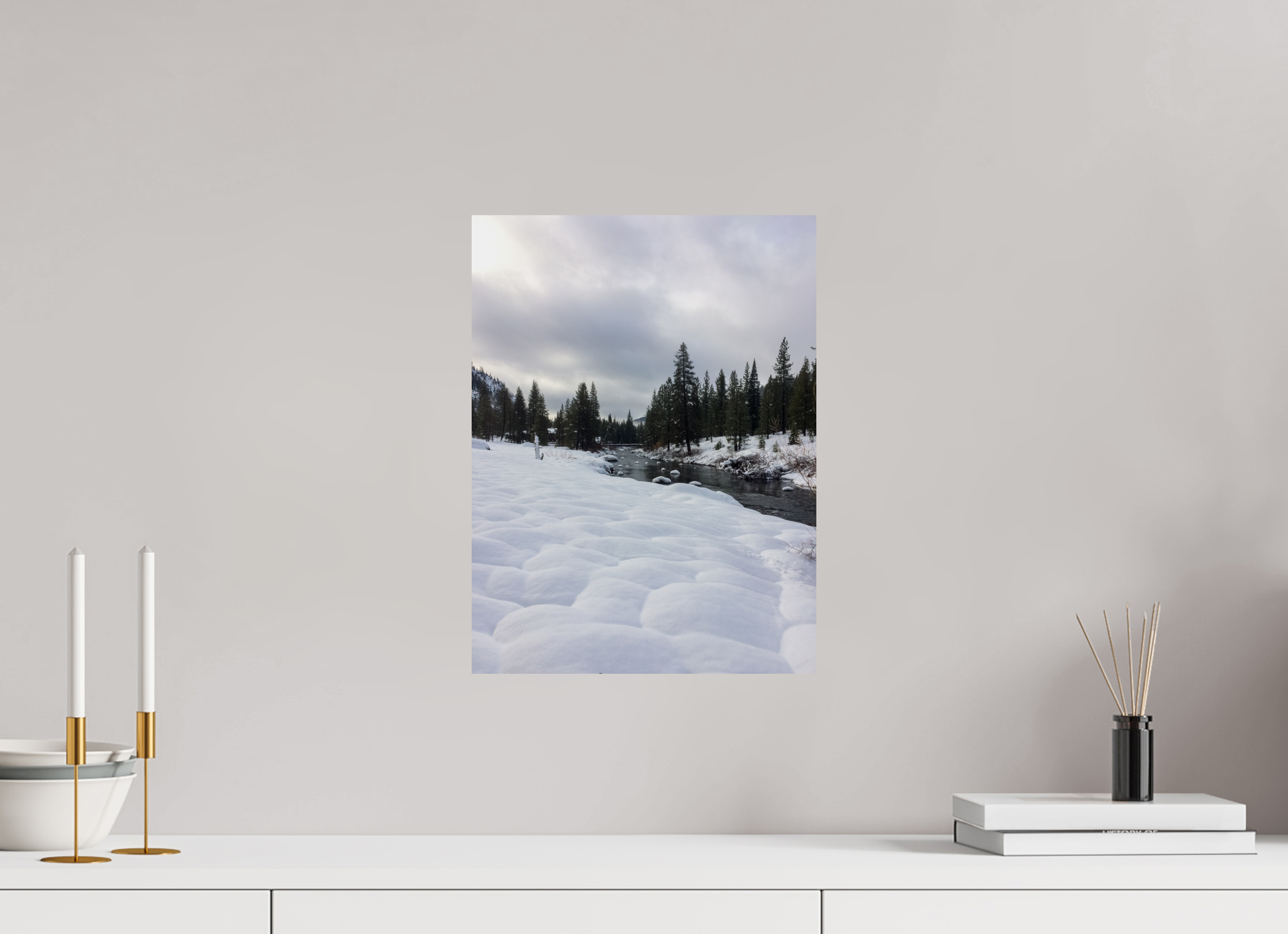 12 x 16″, Photo Print On Fuji Crystal DP II Winter in Tahoe stream 01