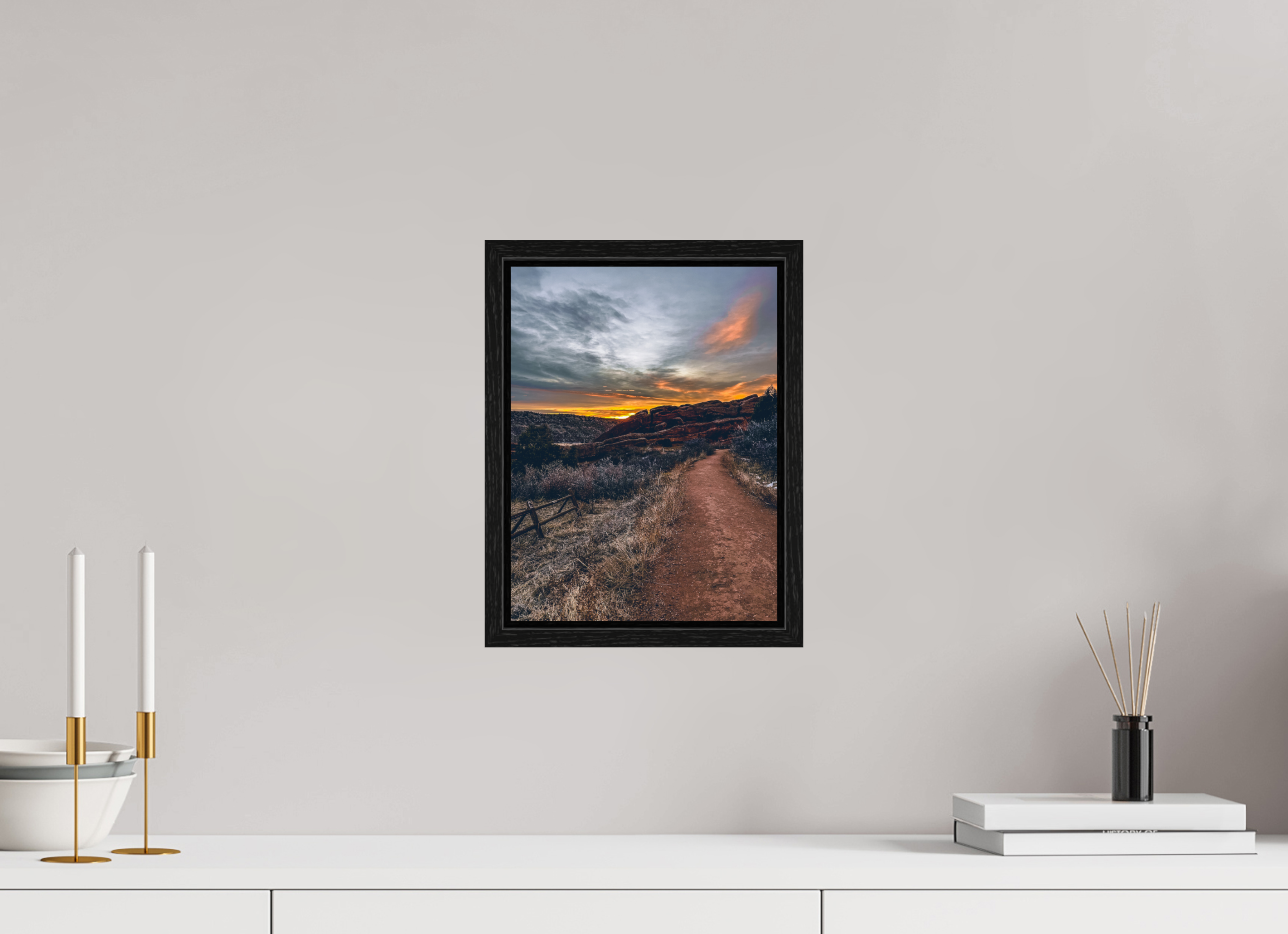 9 x 12″, Floater Frame Red Rocks at dawn 07