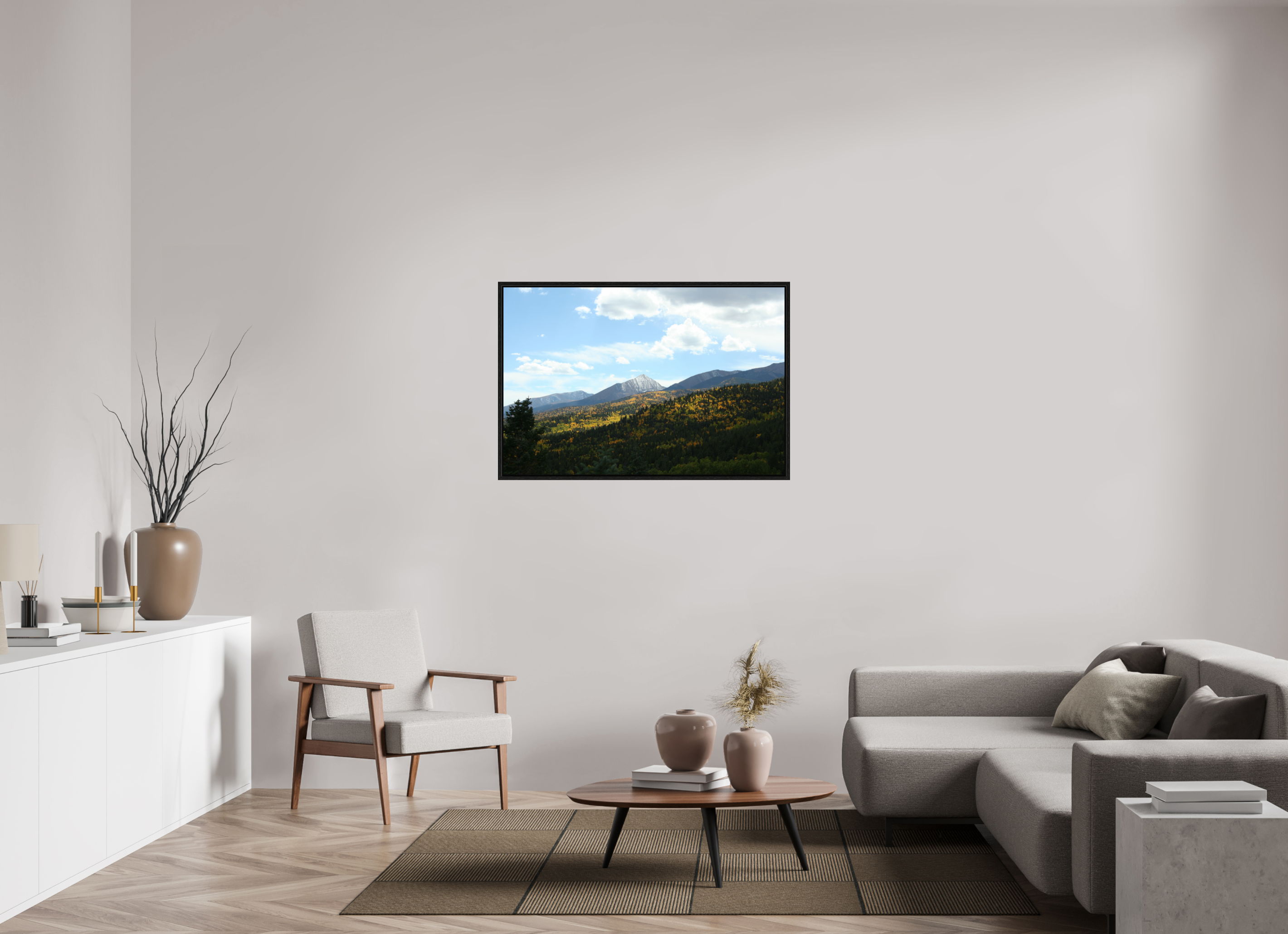 45 x 30″, Floater Frame San de Cristo Mountains, Colorado in the Fall