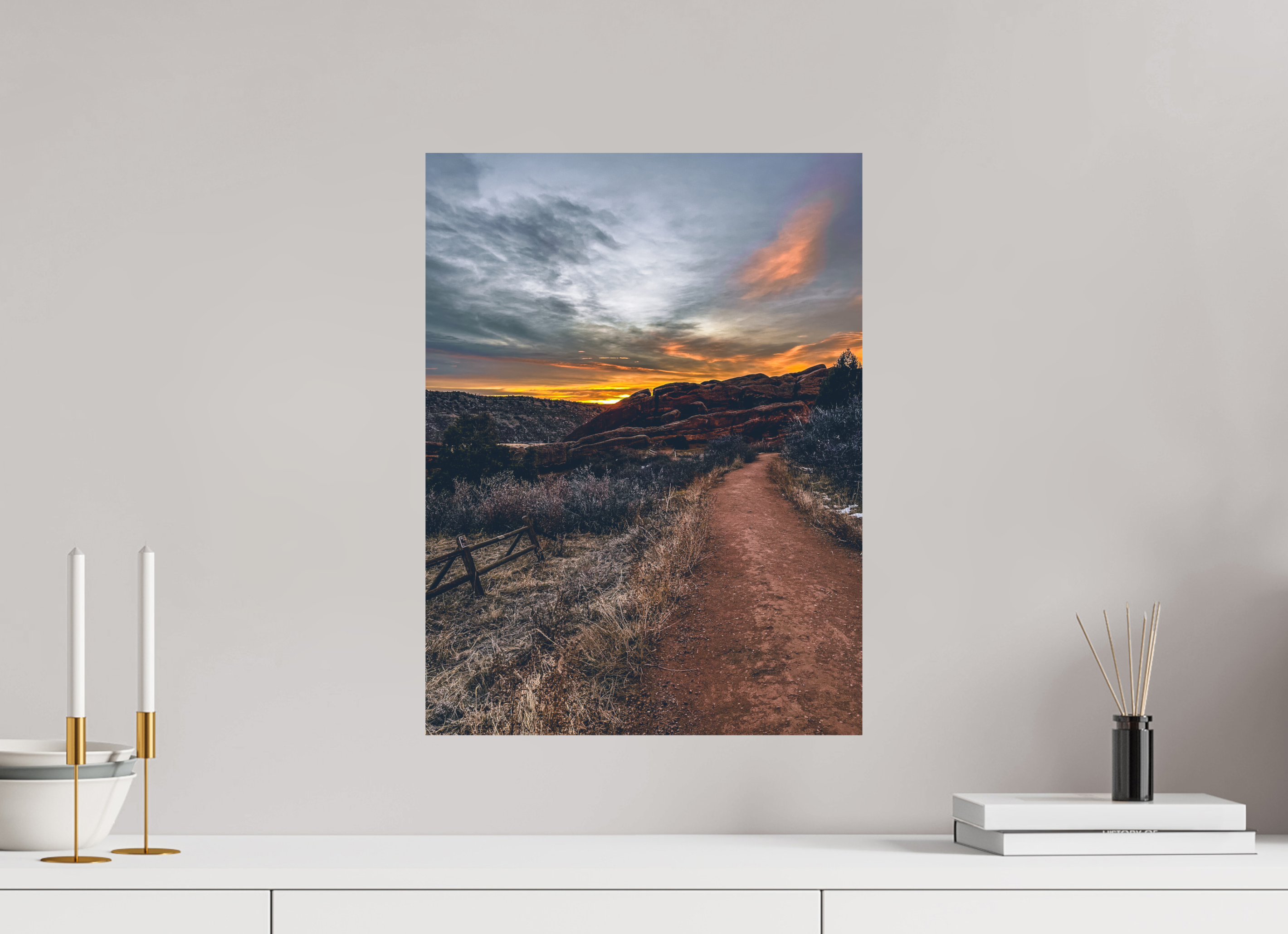 15 x 20″, Direct Print on Aluminum Dibond Red Rocks at dawn 07