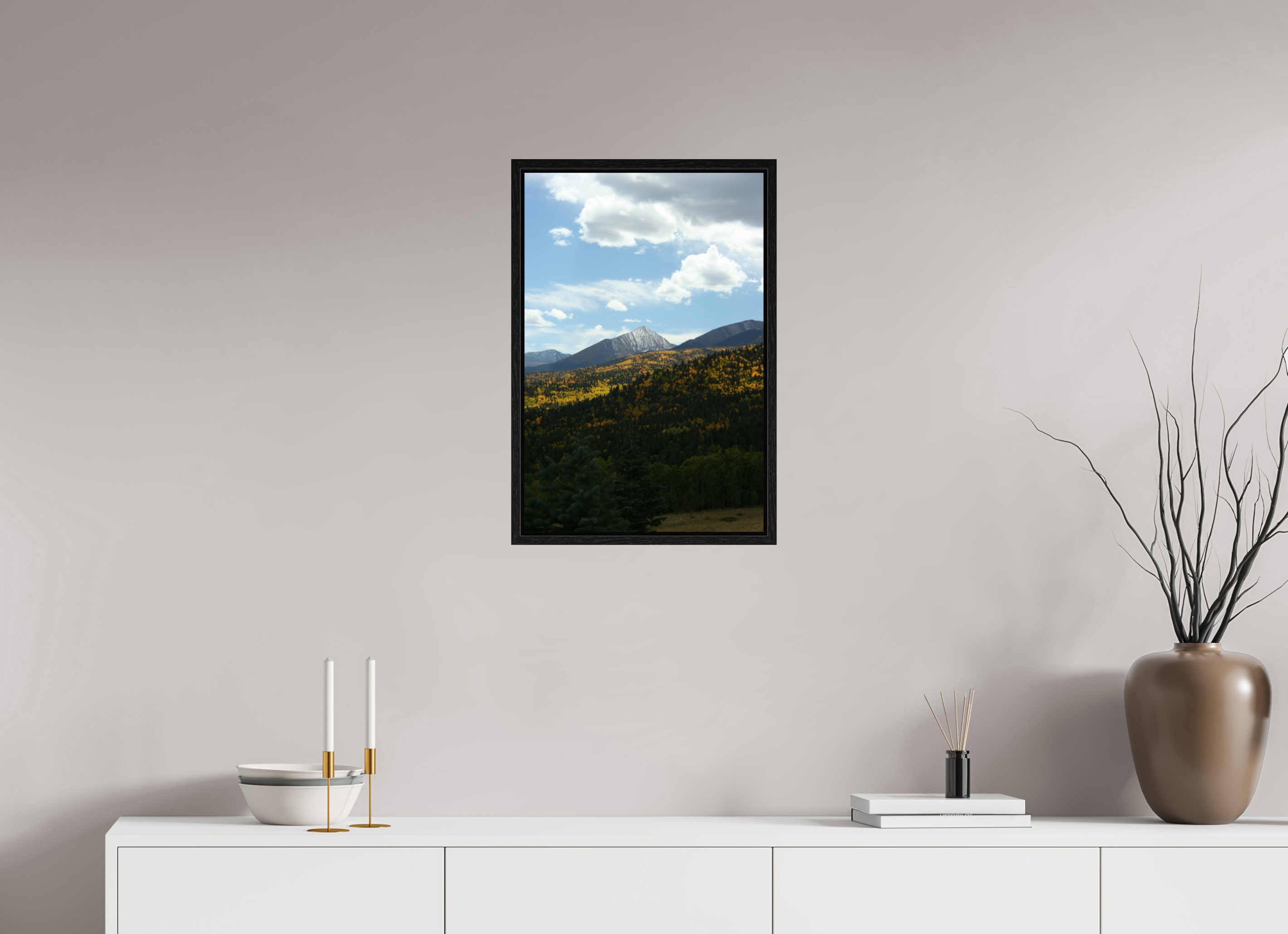 16 x 24″, Floater Frame Sangre de Cristo Mountains in the Fall - Vertical