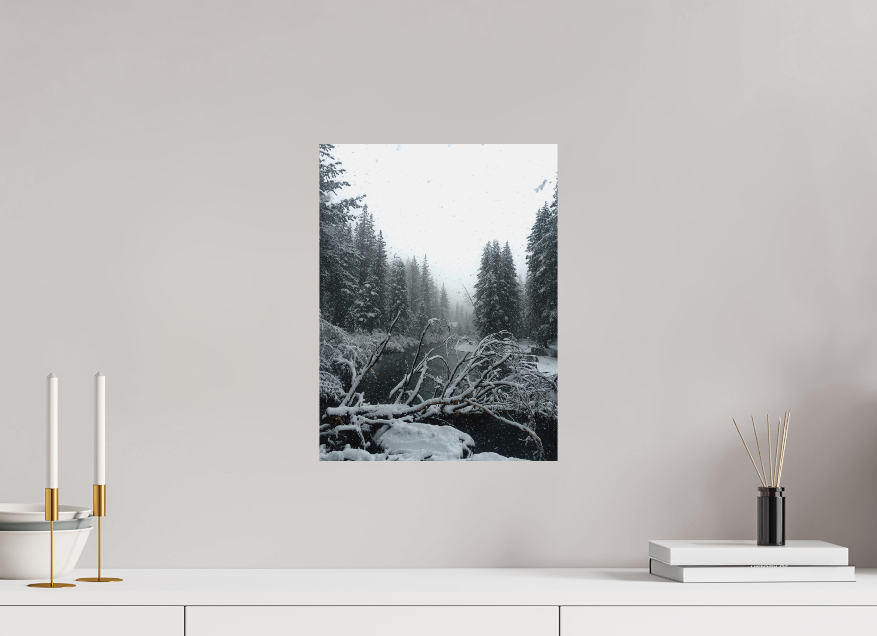 12 x 16″, Direct Print on Aluminum Dibond Winter in Tahoe stream 05