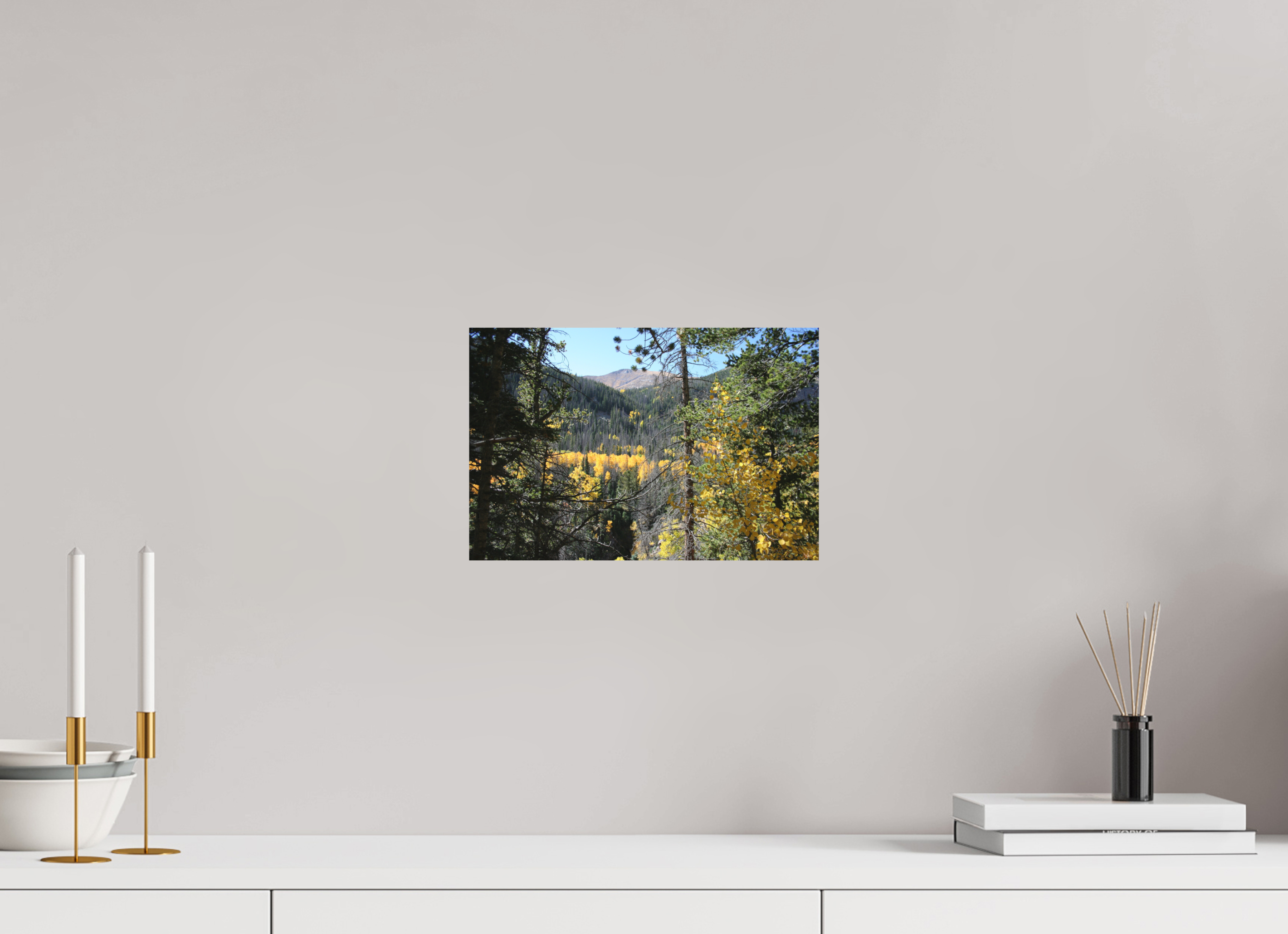 12 x 8″, Direct Print on Aluminum Dibond Mountain Valley in Fall 02