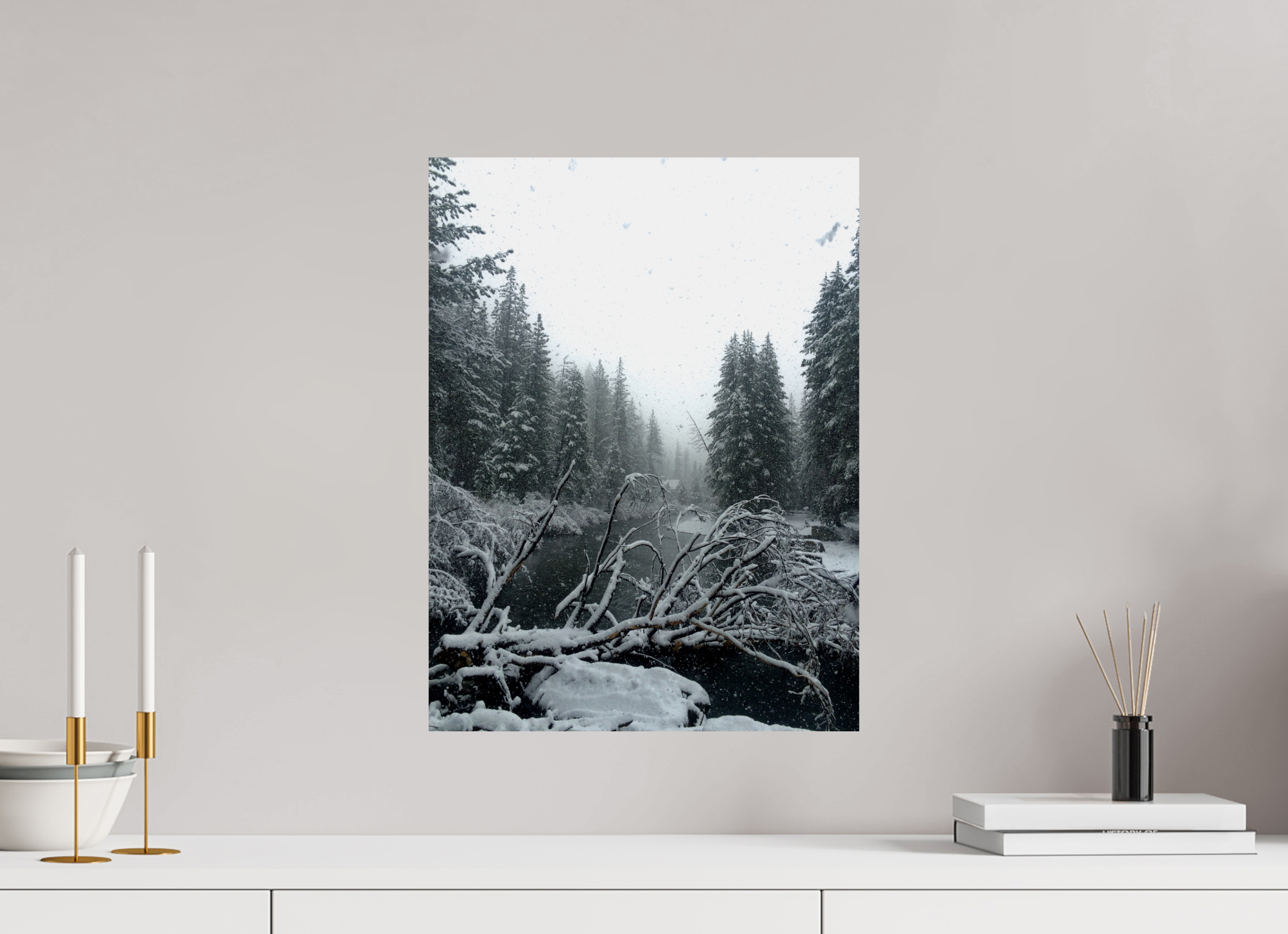 15 x 20″, Photo Print with Protective Lamination Winter in Tahoe stream 05