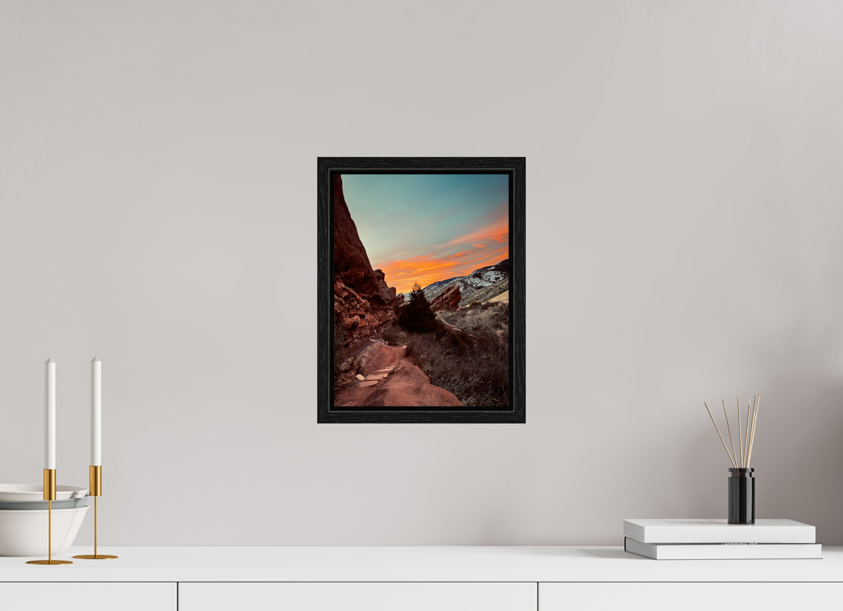 9 x 12″, Floater Frame Red Rocks at dawn 06