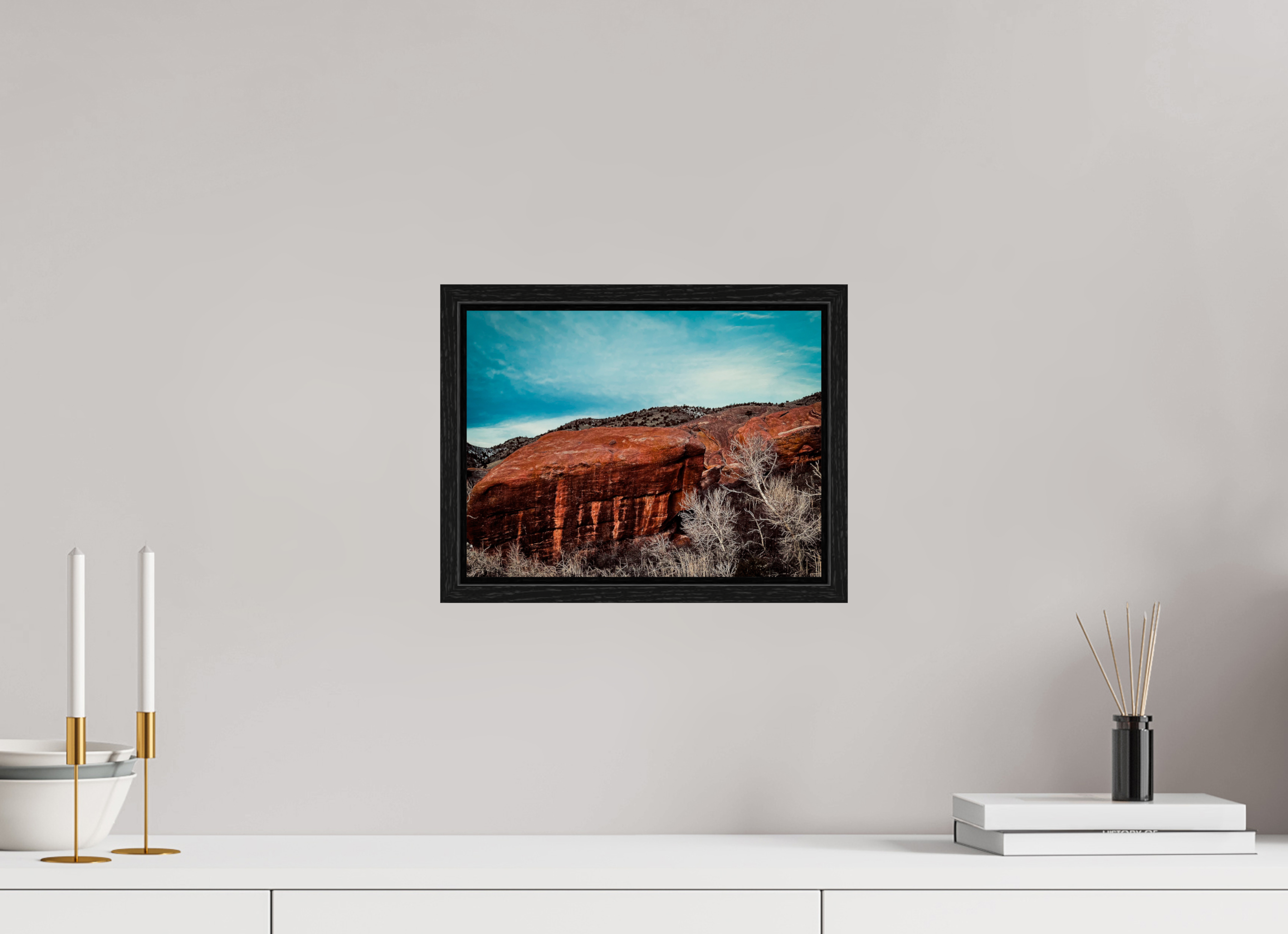 12 x 9″, Floater Frame Red Rocks at dawn 02