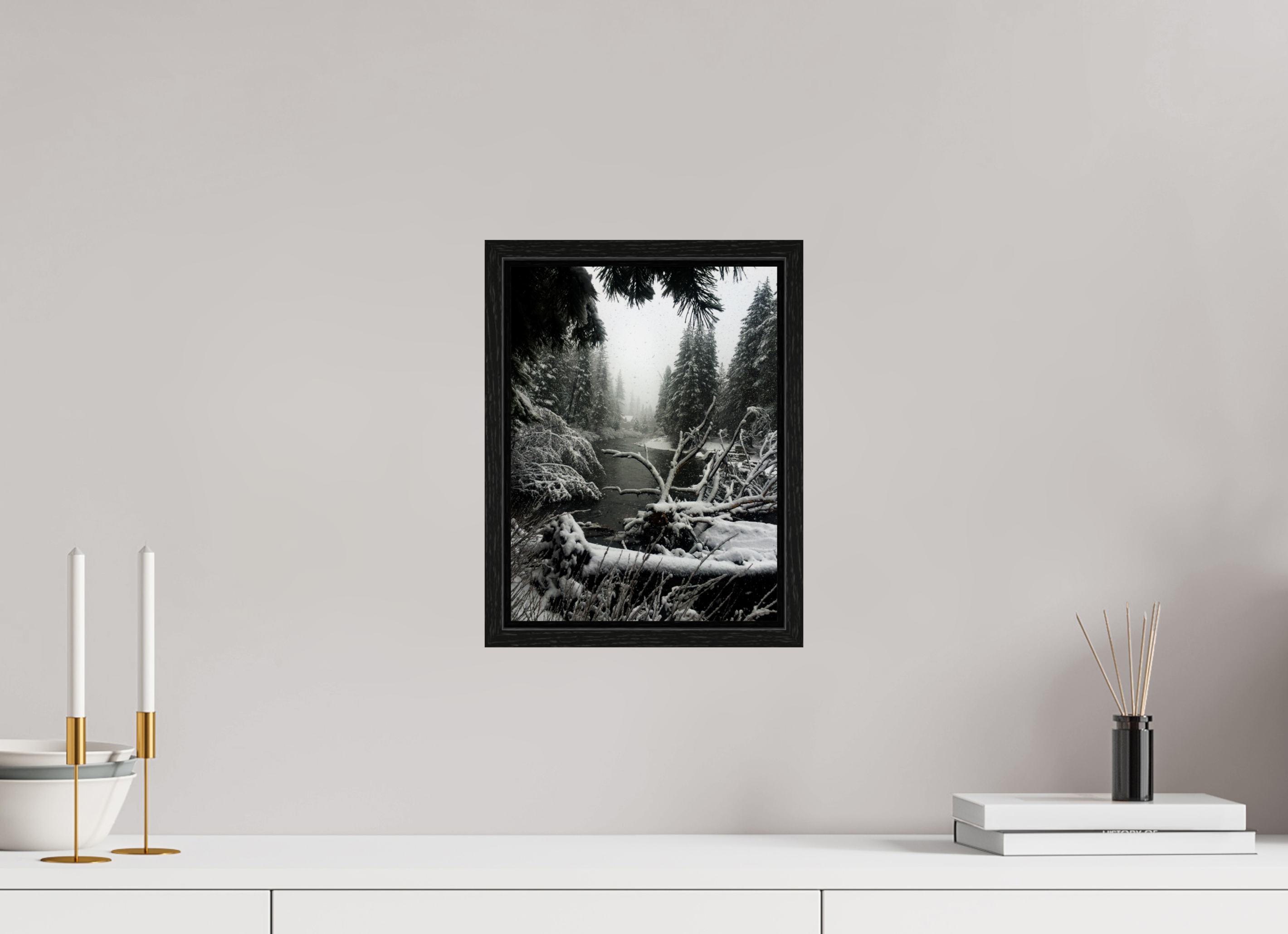 9 x 12″, Floater Frame Winter in Tahoe stream 06