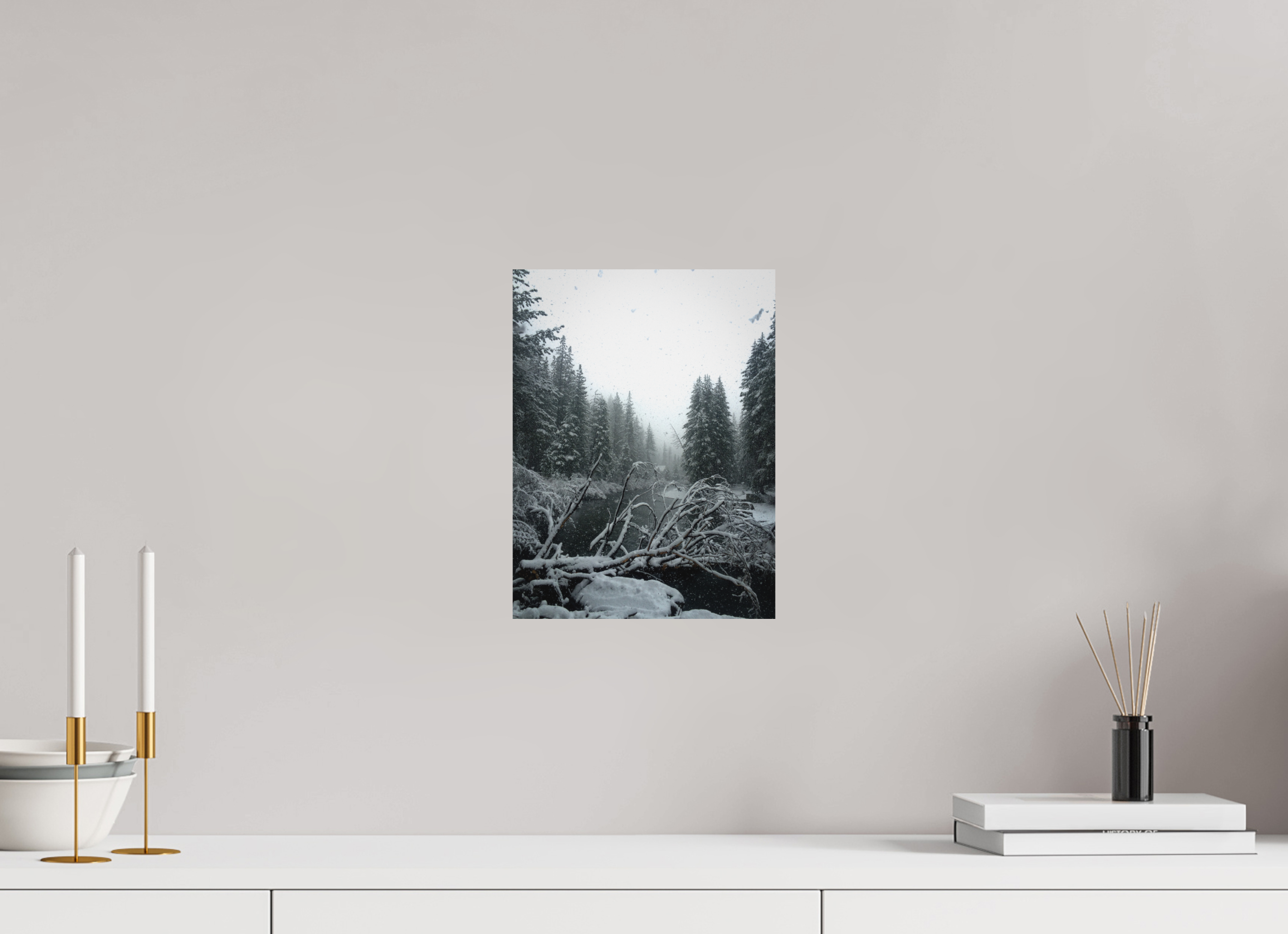 9 x 12″, Direct Print on Aluminum Dibond Winter in Tahoe stream 08